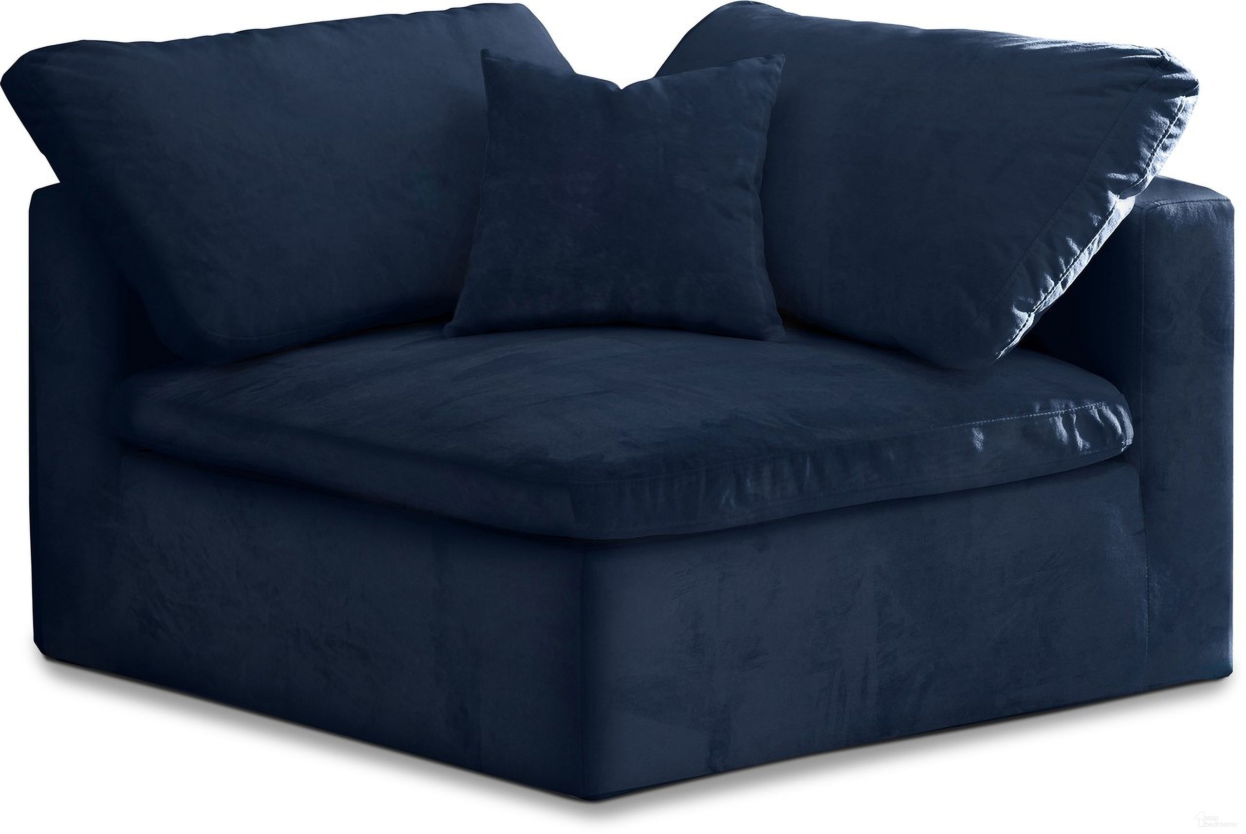 The appearance of Cozy Velvet Corner Chair In Navy designed by Meridian in the modern / contemporary interior design. This navy piece of furniture was selected by 1StopBedrooms from Cozy Collection to add a touch of cosiness and style into your home. Sku: 634Navy-Corner. Material: Velvet.