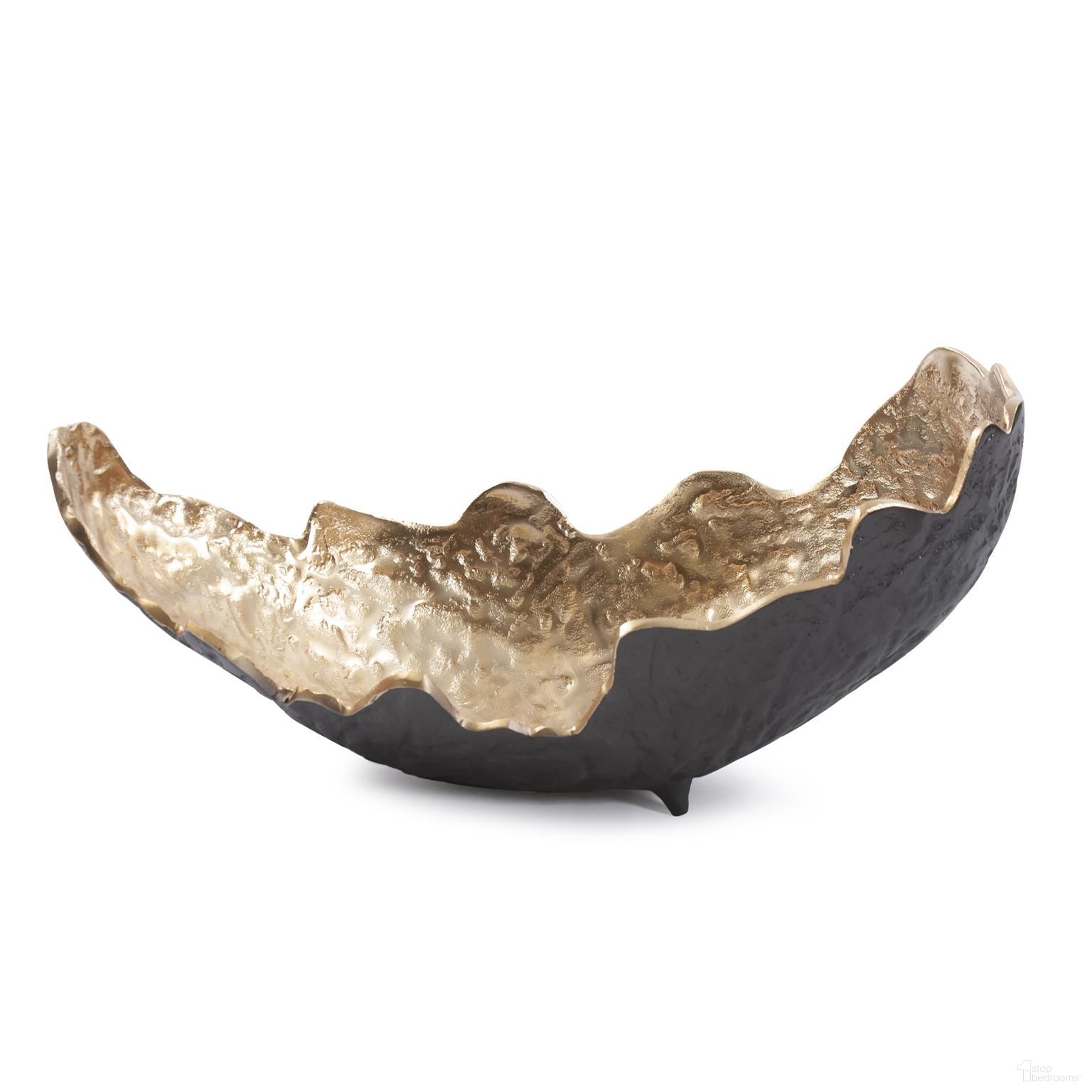 Cracked Edge Large Tray with Gold Interior In Ebony