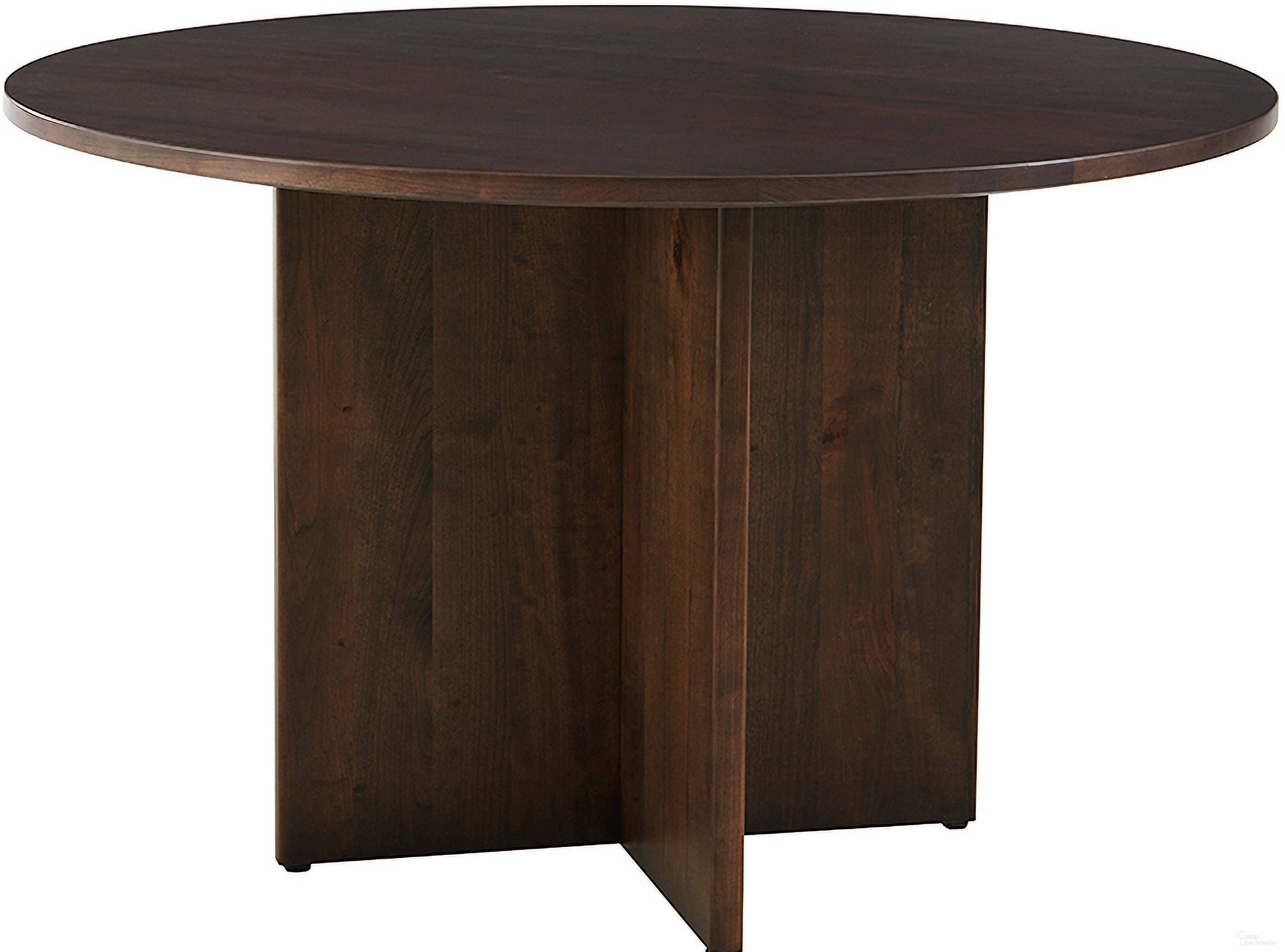 The appearance of Crafted 60 Inch Round Table With Wood Base In Dark Cherry designed by Artisan & Post in the transitional interior design. This dark cherry piece of furniture was selected by 1StopBedrooms from Crafted Cherry Collection to add a touch of cosiness and style into your home. Sku: 150-060;150-160. Table Base Style: Pedestal. Table Top Shape: Round. Material: Wood. Size: 60".