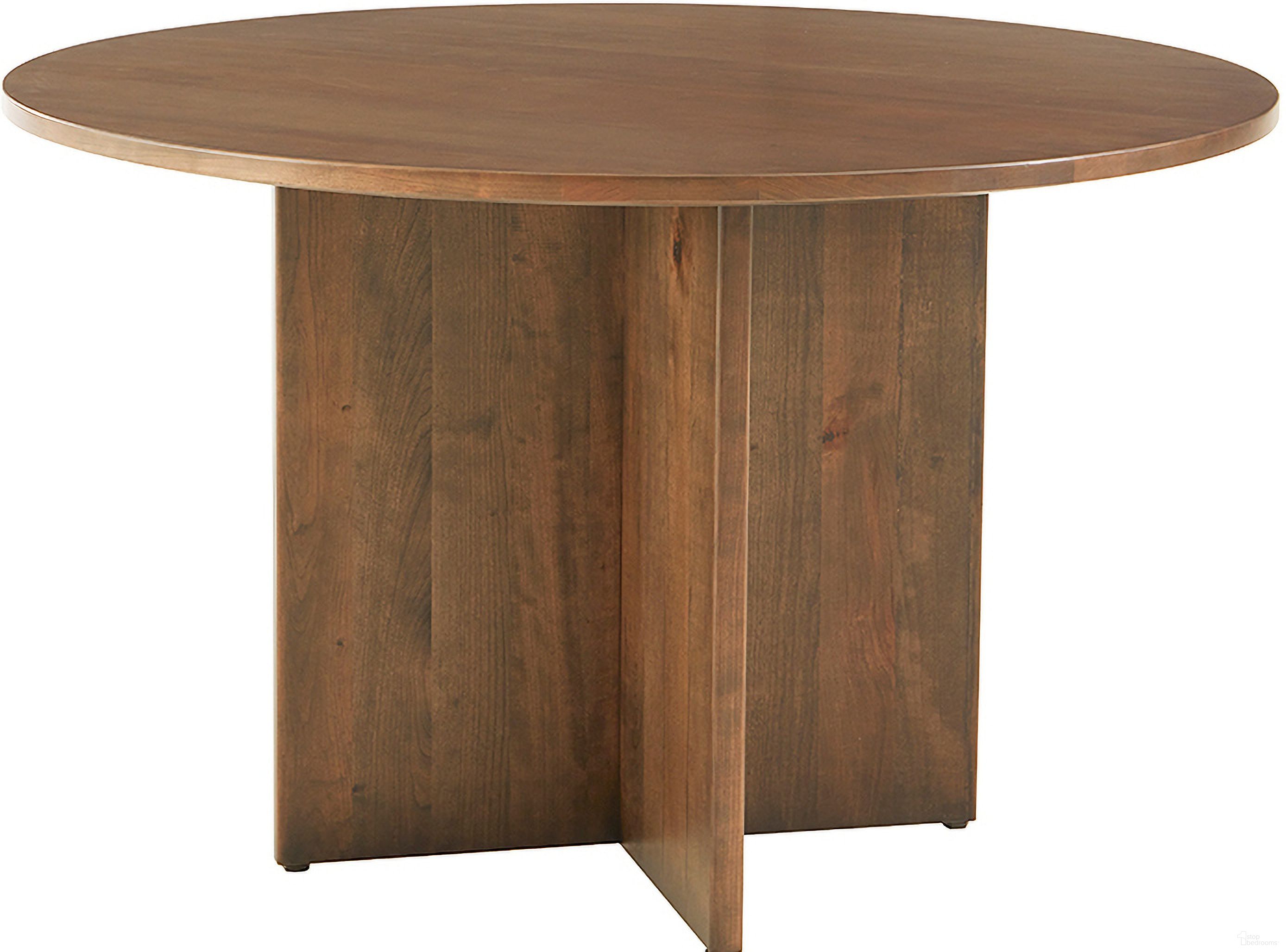 The appearance of Crafted 60 Inch Round Table With Wood Base In Medium Cherry designed by Artisan & Post in the transitional interior design. This medium cherry piece of furniture  was selected by 1StopBedrooms from Crafted Cherry Collection to add a touch of cosiness and style into your home. Sku: 151-060;151-160. Table Base Style: Pedestal. Table Top Shape: Round. Material: Wood. Size: 60".