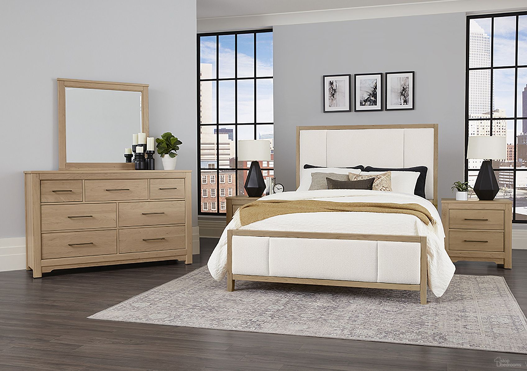 Crafted Cherry Bedroom Set In White and Cherry