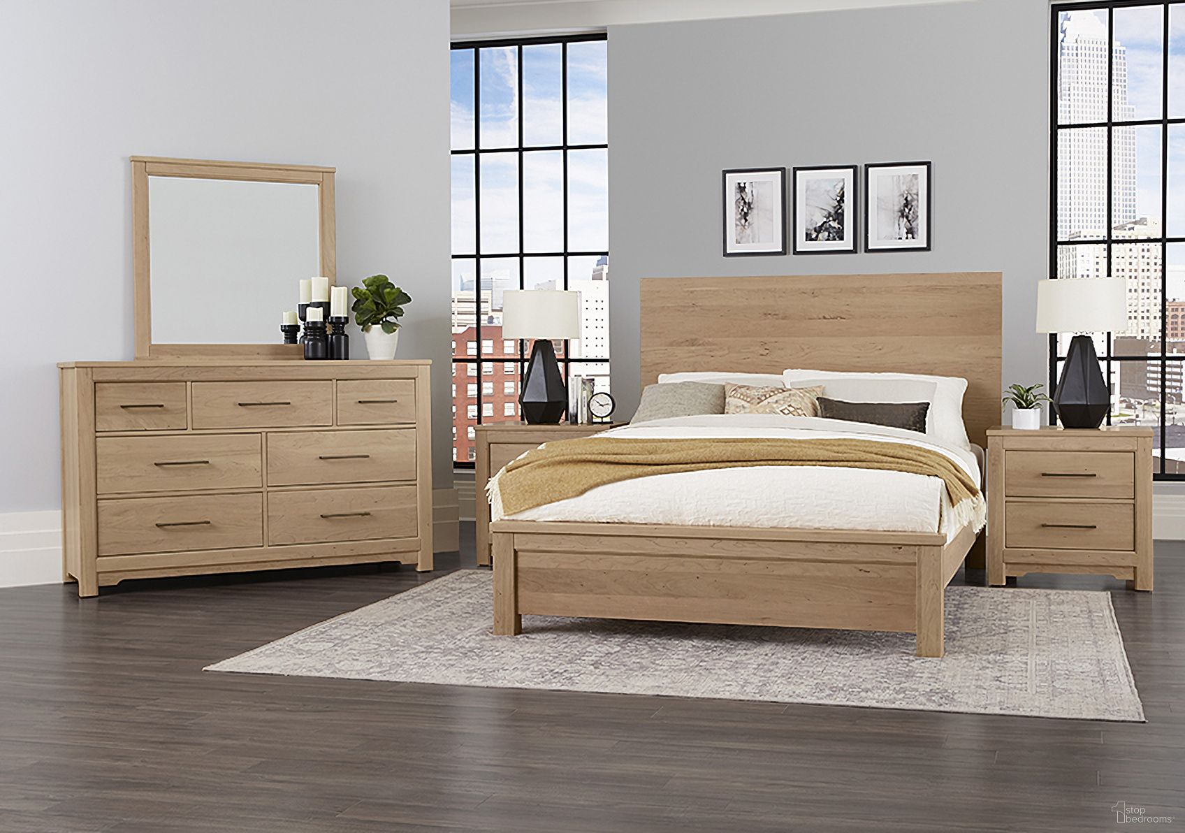 Crafted Cherry Plank Bedroom Set In Natural