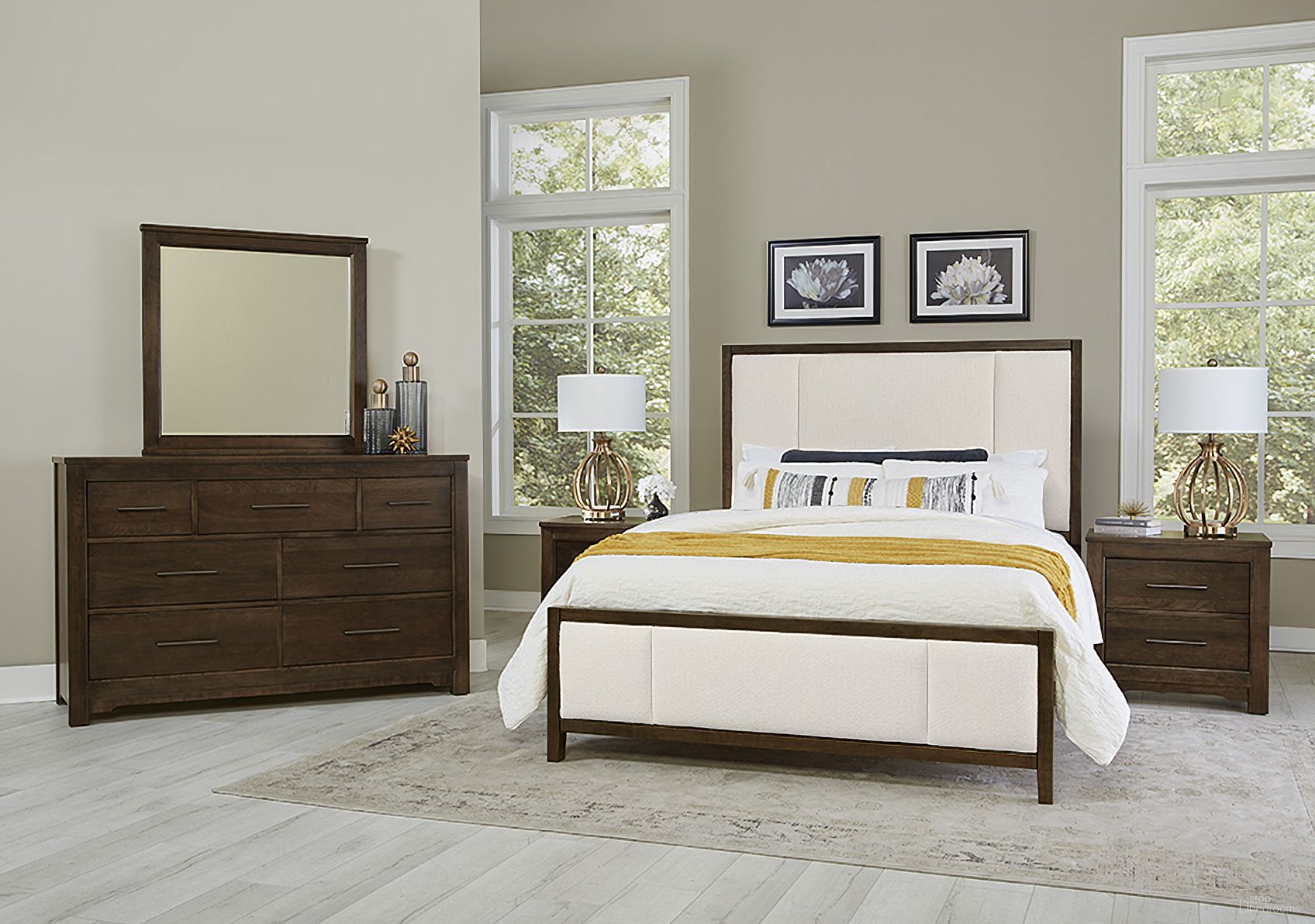Crafted Cherry Bedroom Set In White And Dark Cherry
