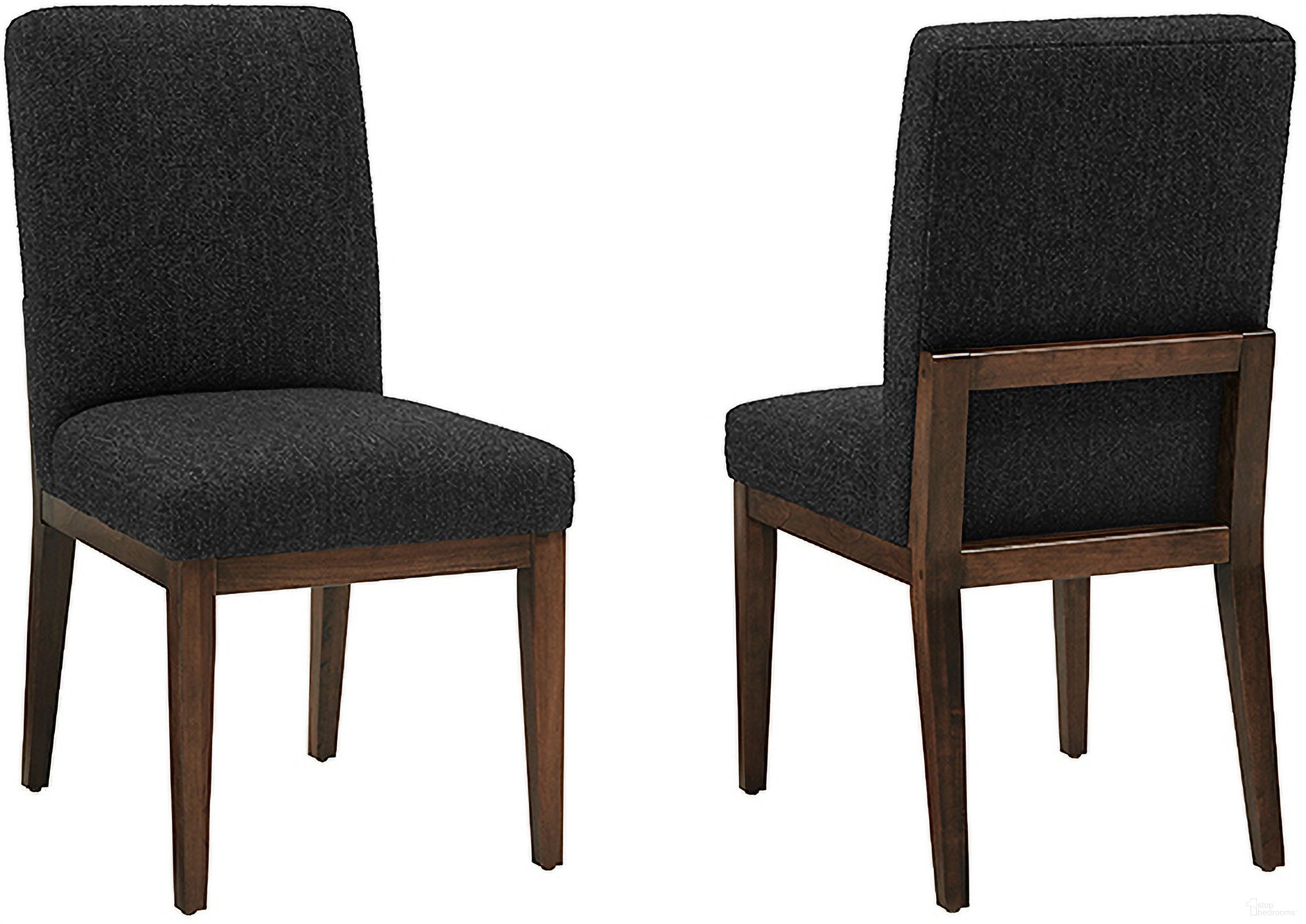 The appearance of Crafted Dark Cherry Upholstered Side Chair In Black Fabric designed by Artisan & Post in the transitional interior design. This black piece of furniture  was selected by 1StopBedrooms from Crafted Cherry Collection to add a touch of cosiness and style into your home. Sku: 150-030E. Material: Wood. Chair Type: Side Chair.