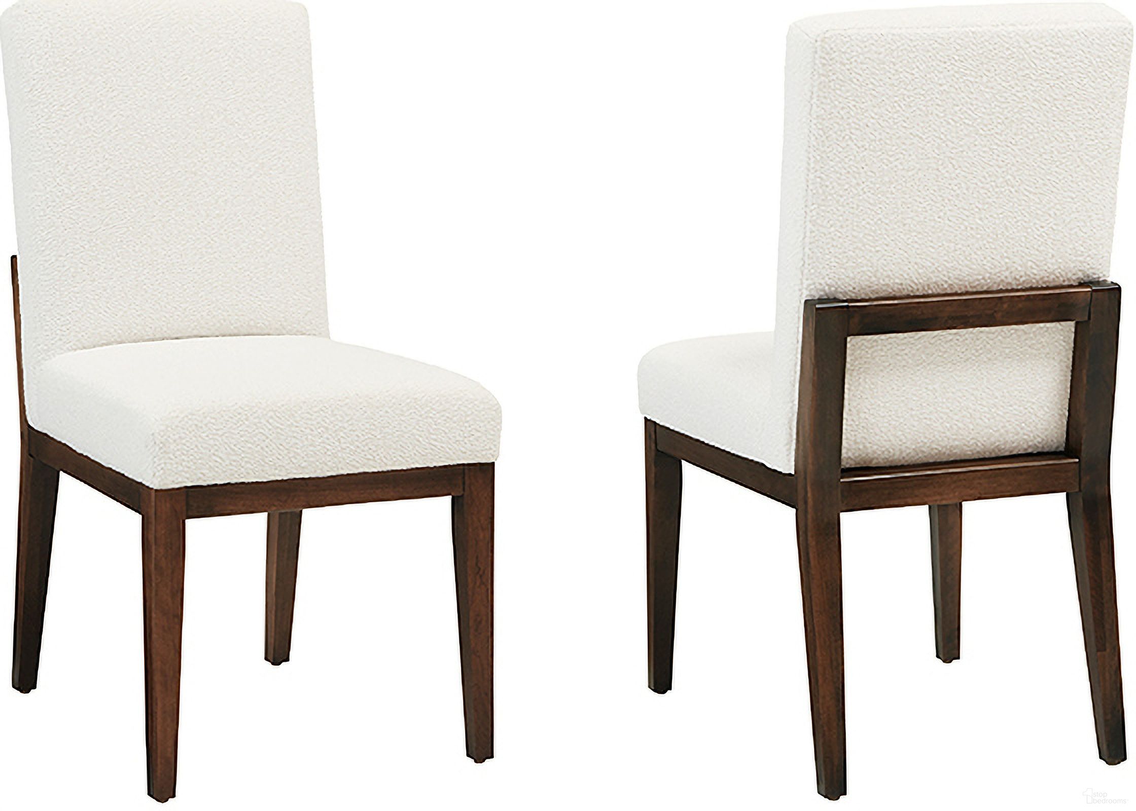 The appearance of Crafted Dark Cherry Upholstered Side Chair In White Fabric designed by Artisan & Post in the transitional interior design. This white piece of furniture  was selected by 1StopBedrooms from Crafted Cherry Collection to add a touch of cosiness and style into your home. Sku: 150-030A. Material: Wood. Chair Type: Side Chair.