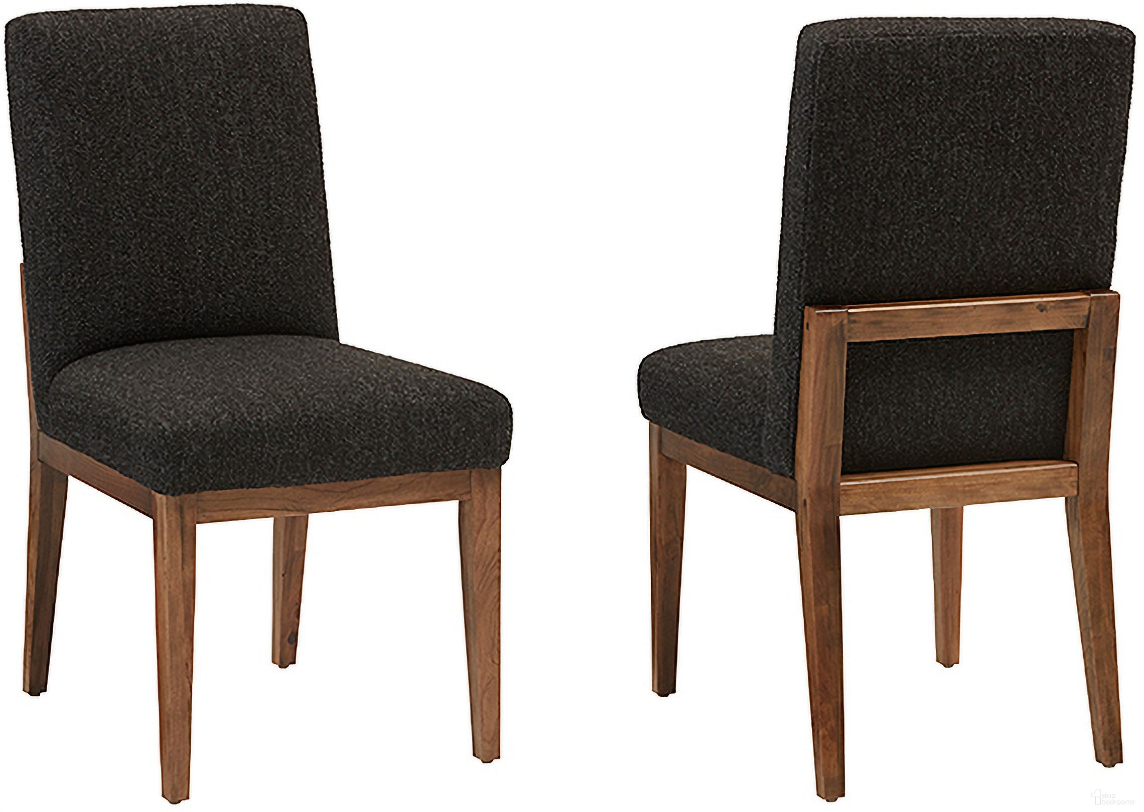The appearance of Crafted Medium Cherry Upholstered Side Chair In Black Fabric designed by Artisan & Post in the transitional interior design. This black piece of furniture  was selected by 1StopBedrooms from Crafted Cherry Collection to add a touch of cosiness and style into your home. Sku: 151-030E. Material: Wood. Chair Type: Side Chair.