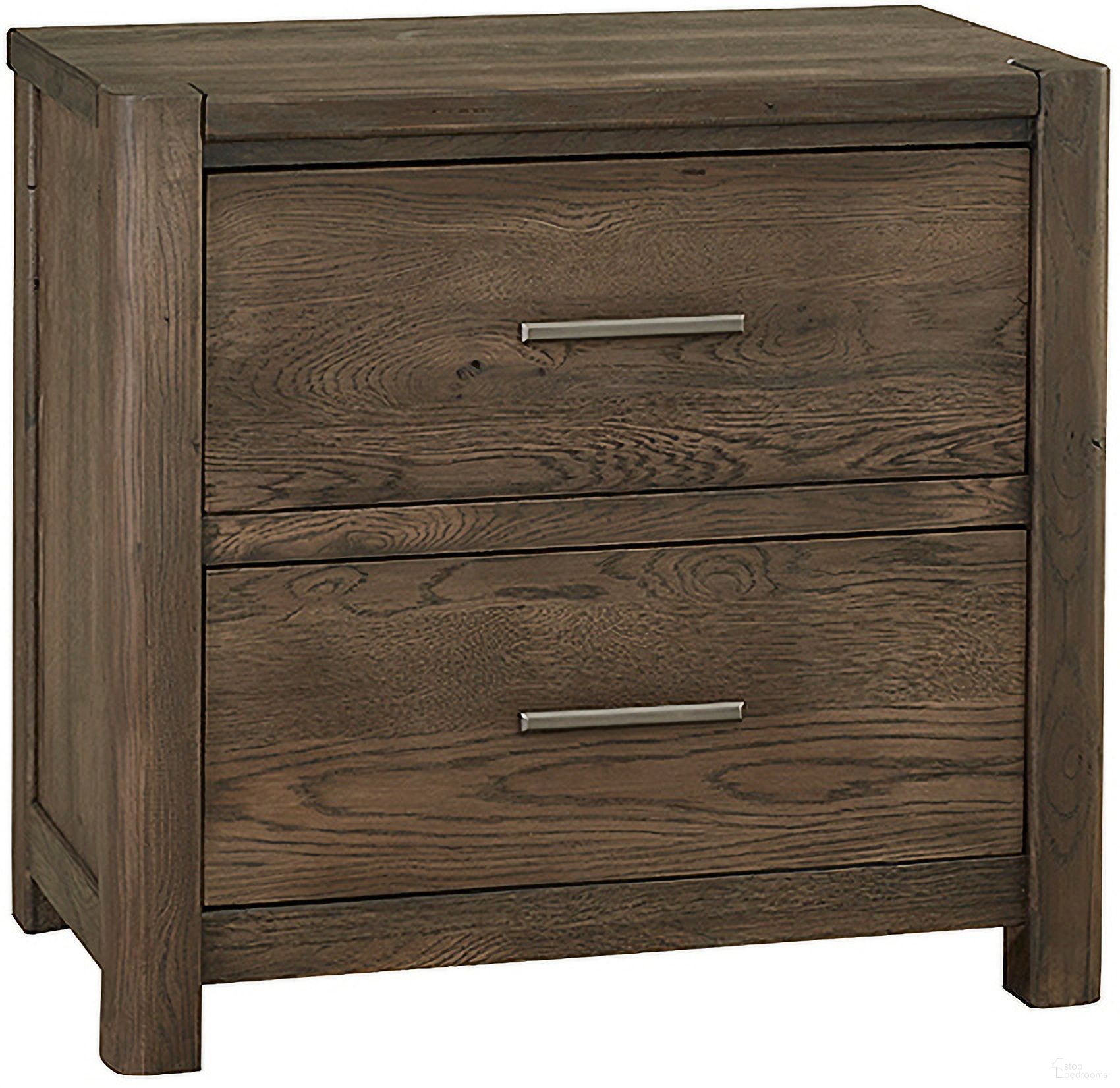 The appearance of Crafted Oak 2 Drawer Nightstand In Aged Grey designed by Vaughan Bassett in the transitional interior design. This aged gray piece of furniture was selected by 1StopBedrooms from Crafted Oak Collection to add a touch of cosiness and style into your home. Sku: 793-227. Material: Wood.