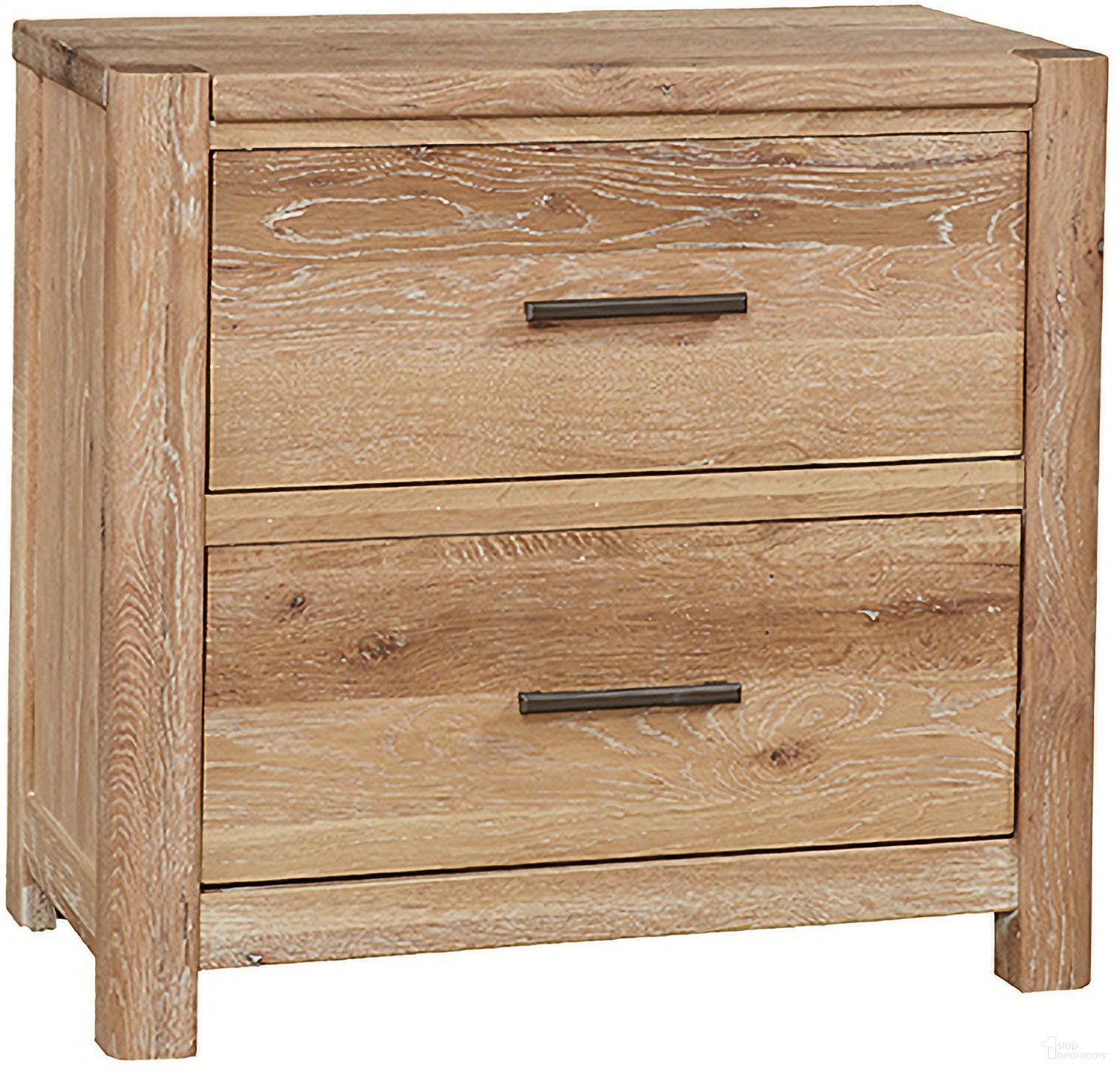The appearance of Crafted Oak 2 Drawer Nightstand In Bleached White designed by Vaughan Bassett in the transitional interior design. This bleached white piece of furniture  was selected by 1StopBedrooms from Crafted Oak Collection to add a touch of cosiness and style into your home. Sku: 795-227. Material: Wood.