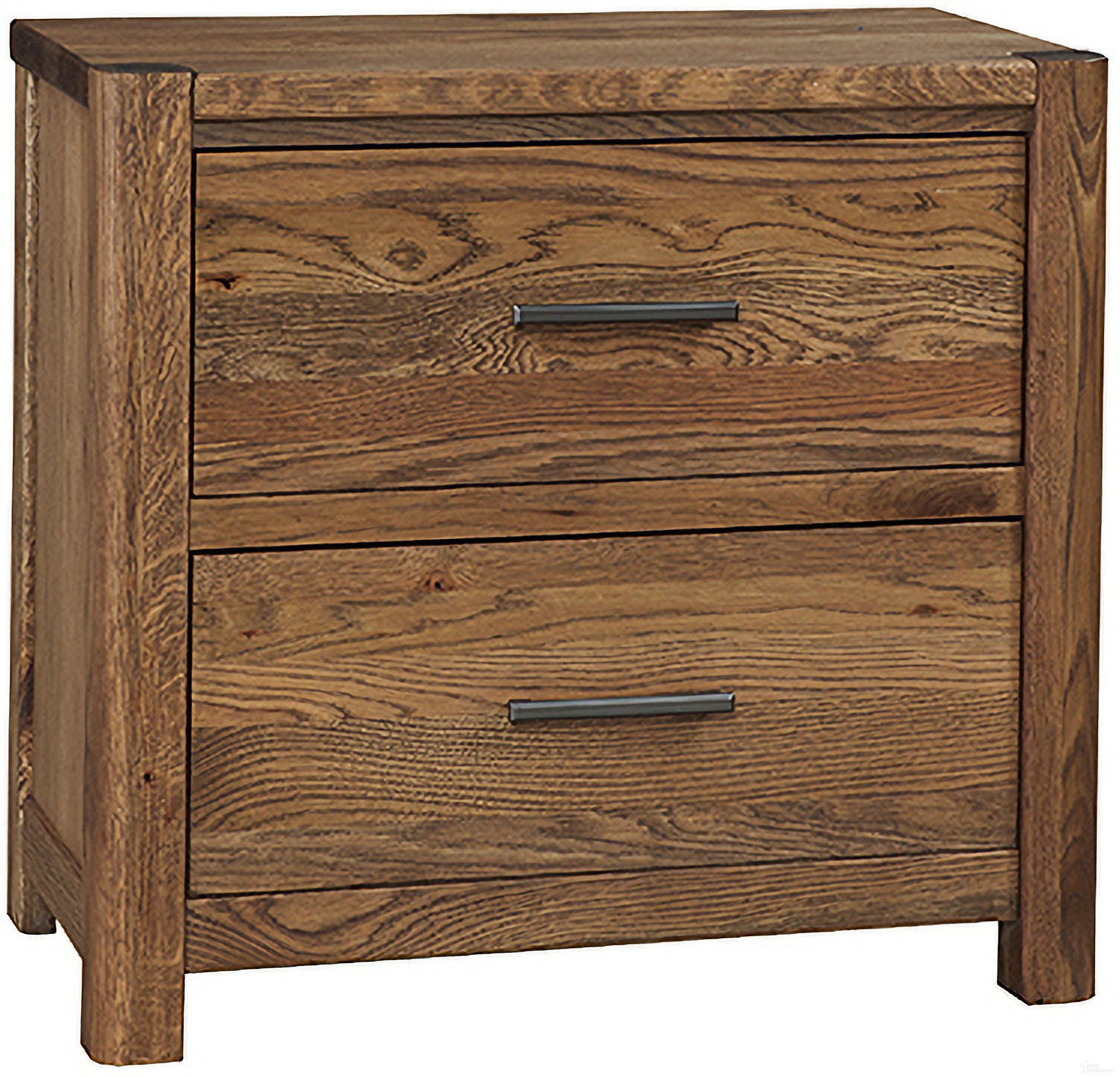 The appearance of Crafted Oak 2 Drawer Nightstand In Natural designed by Vaughan Bassett in the transitional interior design. This natural piece of furniture was selected by 1StopBedrooms from Crafted Oak Collection to add a touch of cosiness and style into your home. Sku: 790-227. Material: Wood.