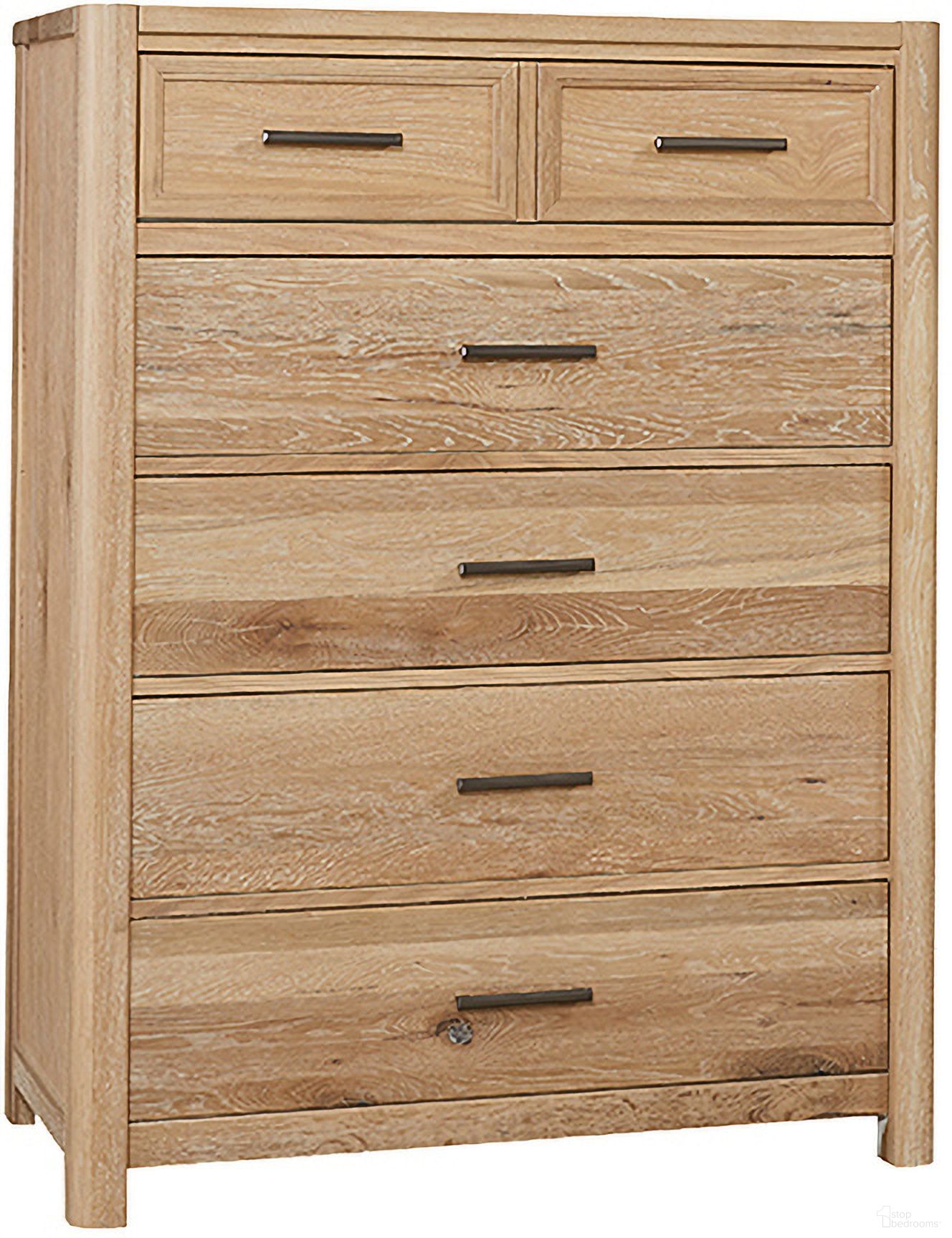 Crafted Oak 5 Drawer Chest In Bleached White