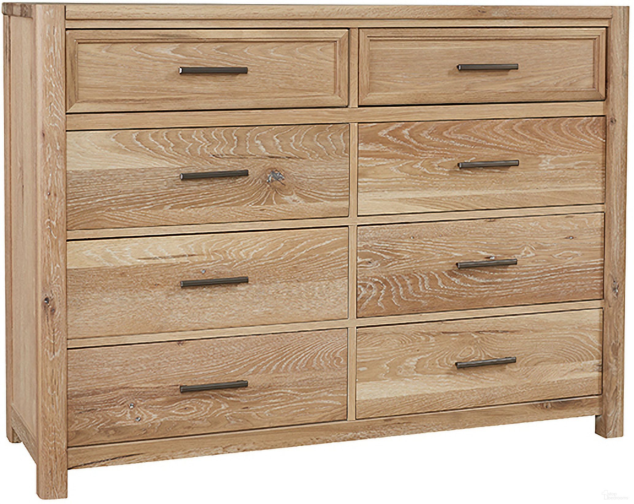 The appearance of Crafted Oak 8 Drawer Dresser In Bleached White designed by Vaughan Bassett in the transitional interior design. This bleached white piece of furniture was selected by 1StopBedrooms from Crafted Oak Collection to add a touch of cosiness and style into your home. Sku: 795-003. Material: Wood.