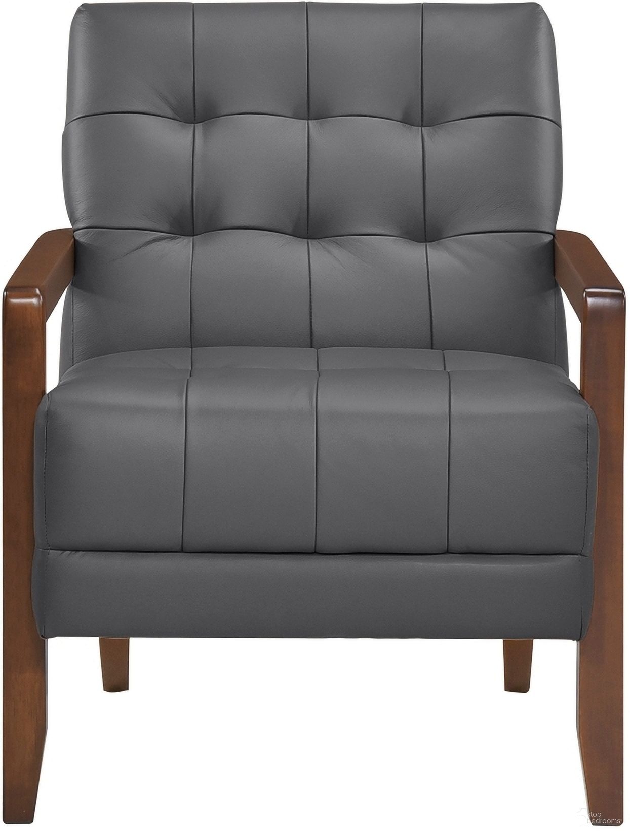 The appearance of Crafton Accent Chair In Gray designed by Homelegance in the transitional interior design. This gray piece of furniture  was selected by 1StopBedrooms from Crafton Collection to add a touch of cosiness and style into your home. Sku: 1010DGY-1. Material: Leather.