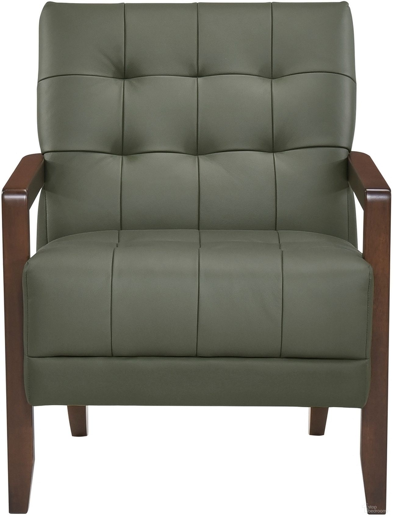 The appearance of Crafton Accent Chair In Green designed by Homelegance in the transitional interior design. This green piece of furniture  was selected by 1StopBedrooms from Crafton Collection to add a touch of cosiness and style into your home. Sku: 1010GRN-1. Material: Leather.