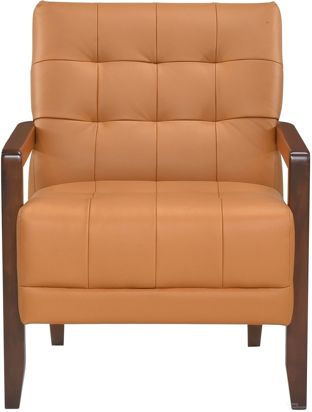 The appearance of Crafton Accent Chair In Orange designed by Homelegance in the transitional interior design. This orange piece of furniture was selected by 1StopBedrooms from Crafton Collection to add a touch of cosiness and style into your home. Sku: 1010RNG-1. Material: Leather.