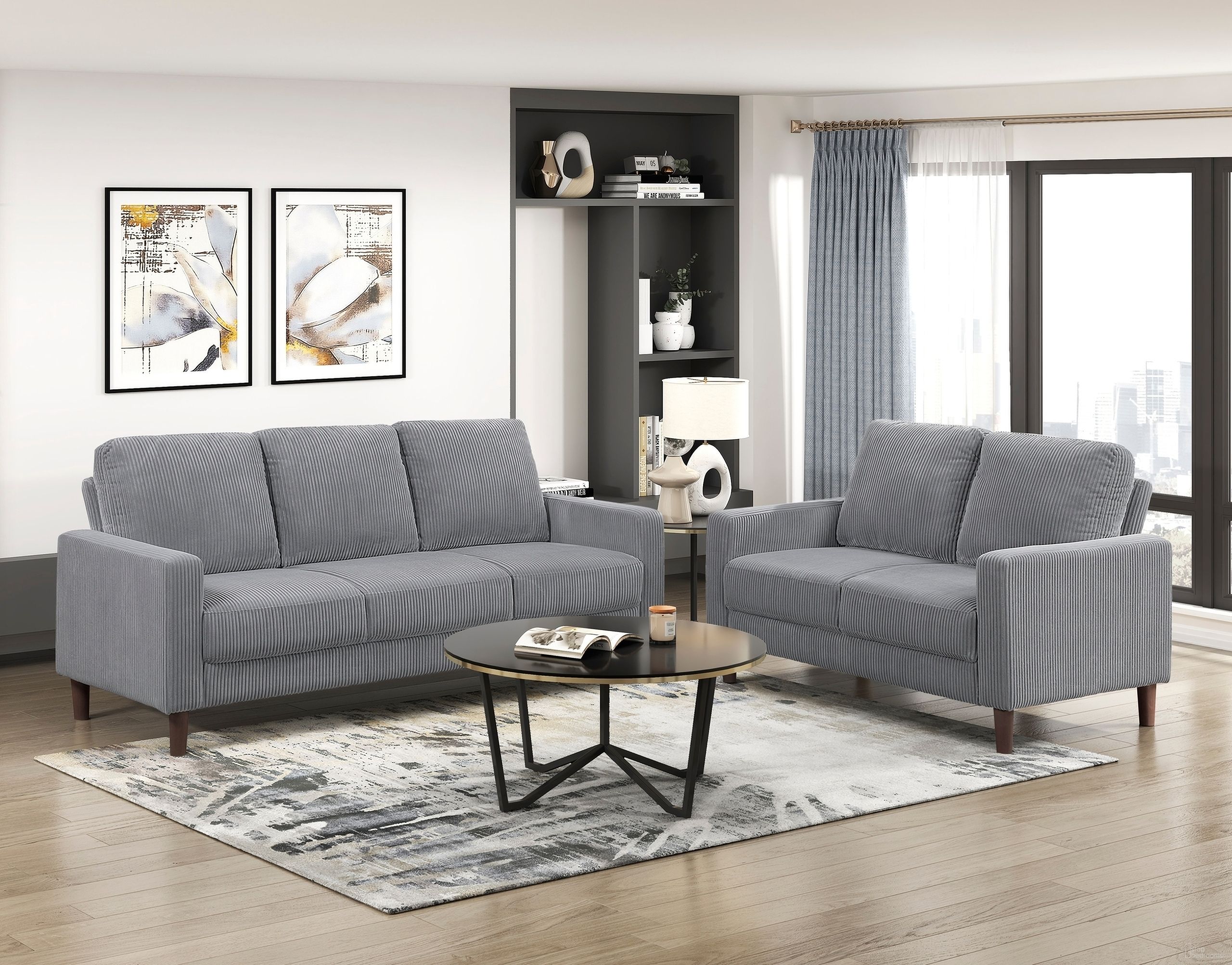 Crandall Living Room Set In Gray