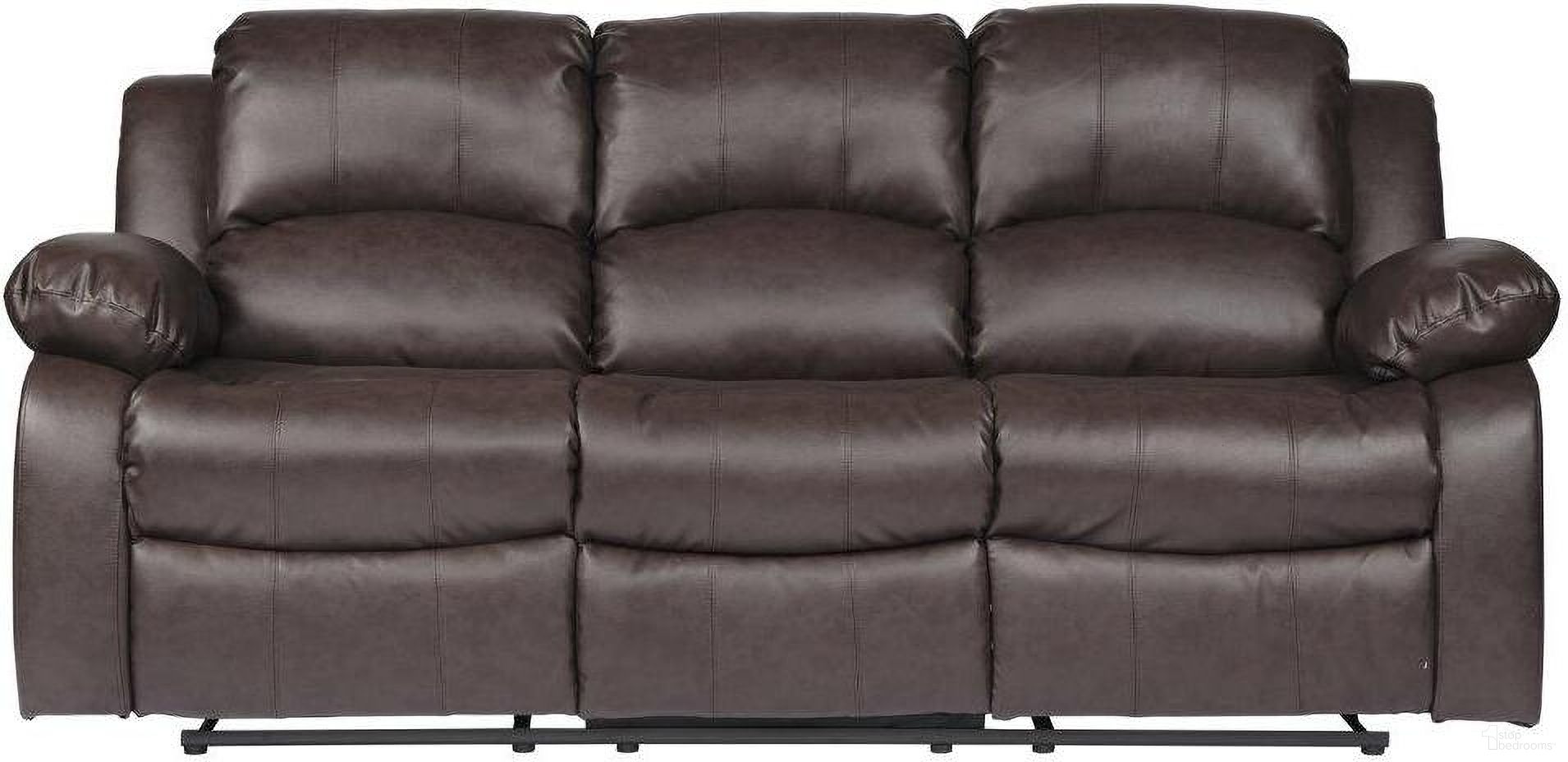 The appearance of Cranley Brown Double Reclining Sofa designed by Homelegance in the modern / contemporary interior design. This brown piece of furniture was selected by 1StopBedrooms from Cranley Collection to add a touch of cosiness and style into your home. Sku: 9700BRW-3. Material: Faux Leather. Key Features: Tufted.