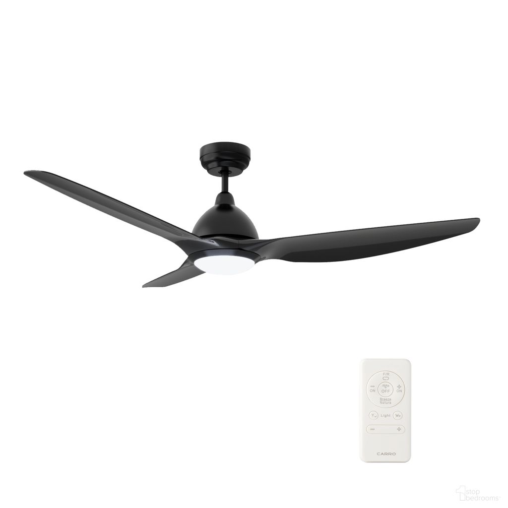Cranston 52 Inch 3-Blade Flush Mount Smart Ceiling Fan with LED Light and Remote In Black