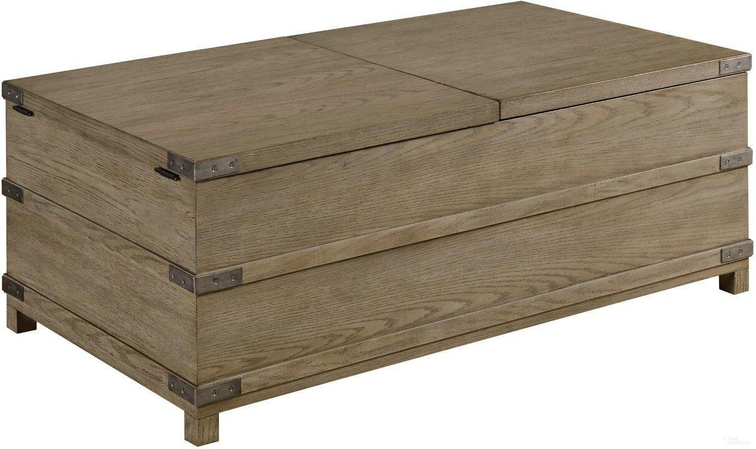 The appearance of Crawford Storage Trunk Coffee Table designed by Hammary in the traditional interior design. This medium stain piece of furniture was selected by 1StopBedrooms from Crawford Collection to add a touch of cosiness and style into your home. Sku: 099-911. Material: Wood.