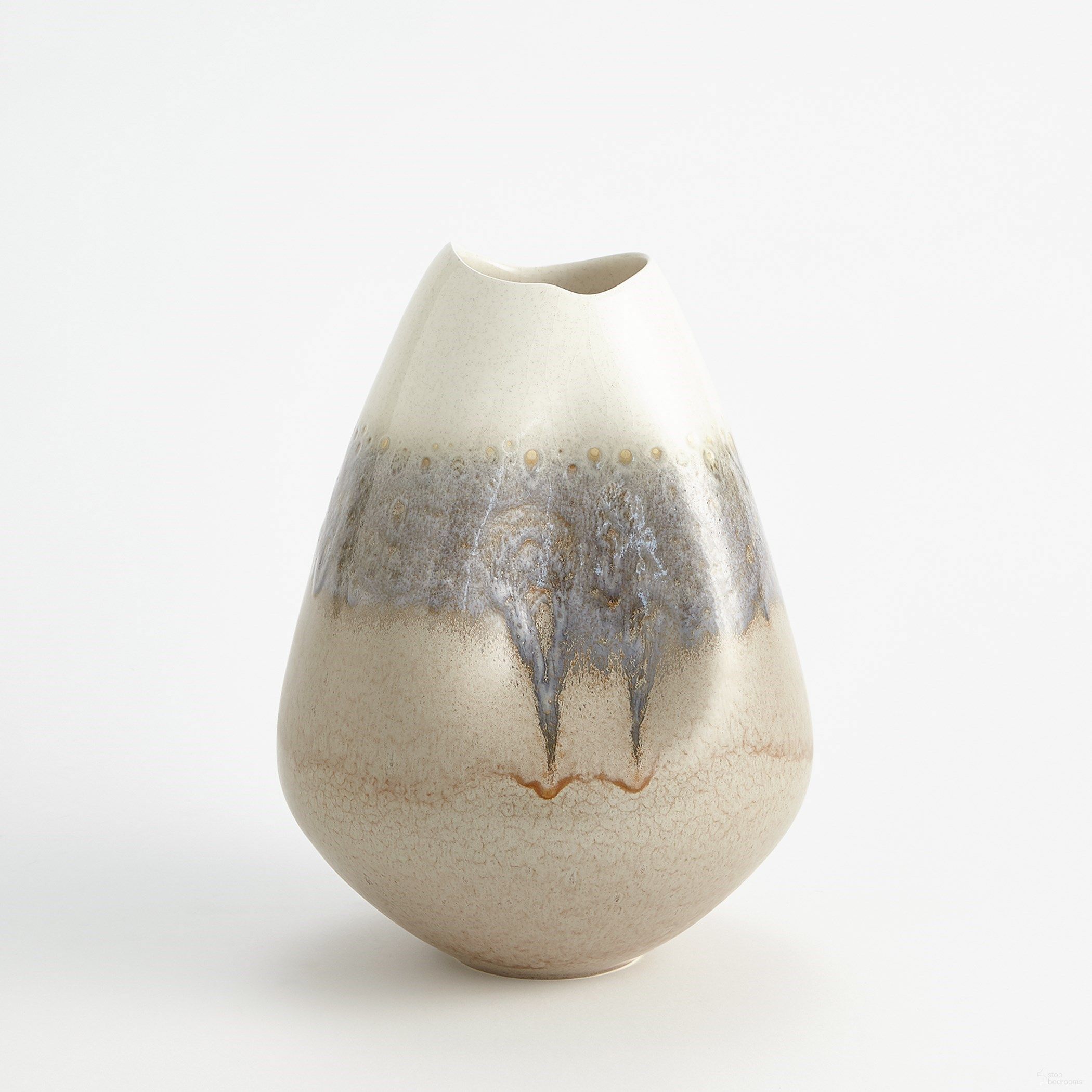 Cream Rises Dented Small Vase In Gray