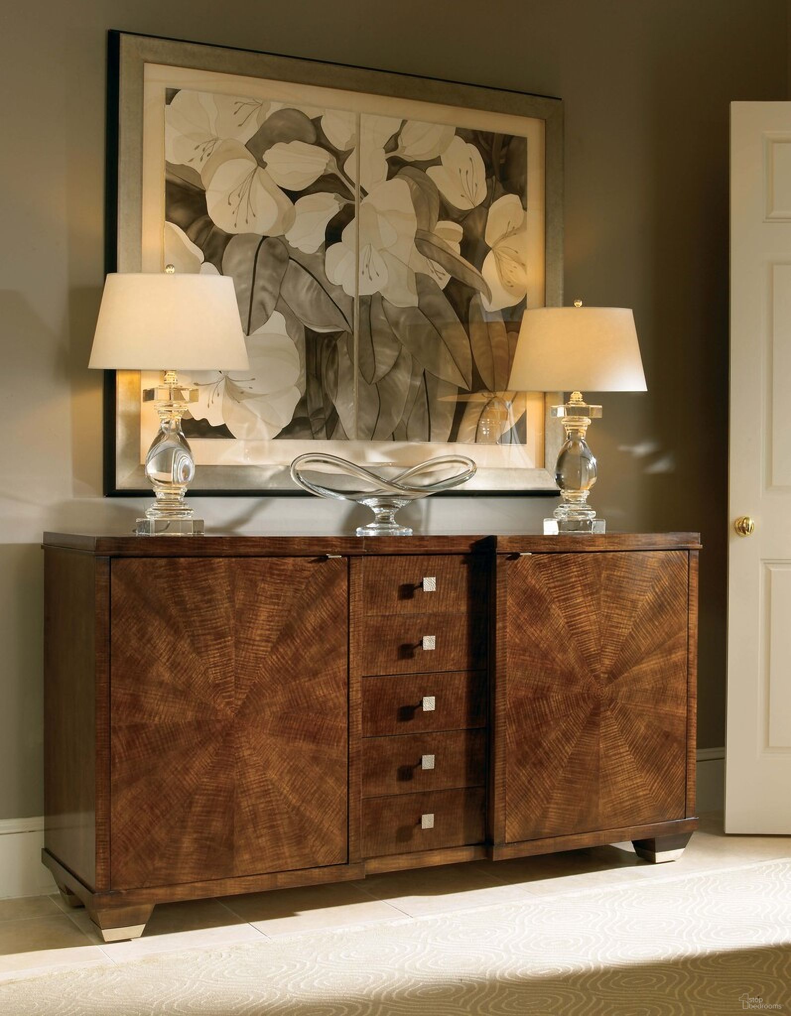 The appearance of Credenza In Sable designed by Century Furniture in the modern / contemporary interior design. This sable piece of furniture  was selected by 1StopBedrooms from Omni Collection to add a touch of cosiness and style into your home. Sku: 55H-403. Material: Maple.