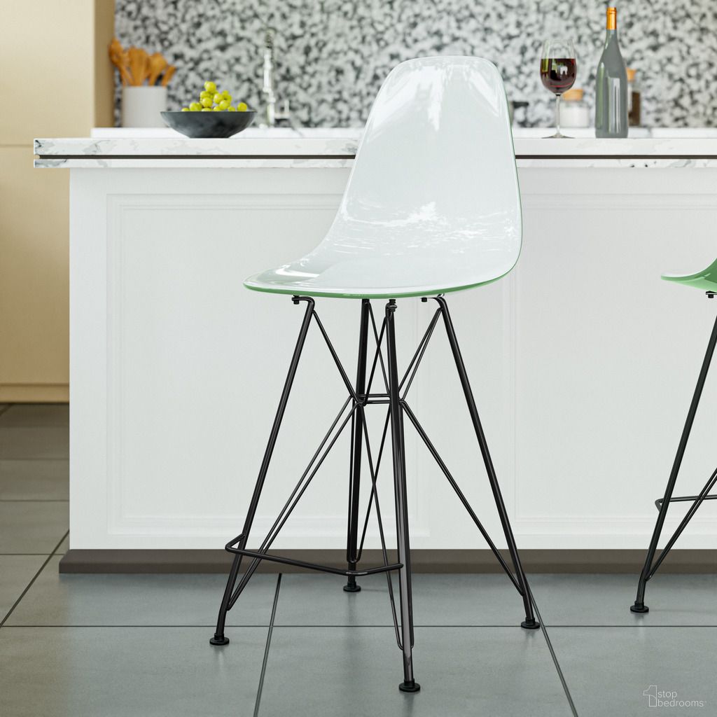 The appearance of Cresco Modern Acrylic Bar Stool In Black Base with White and Green Seat designed by LeisureMod in the modern / contemporary interior design. This white and green piece of furniture was selected by 1StopBedrooms from Cresco Collection to add a touch of cosiness and style into your home. Sku: CRBL-30WG. Material: Acrylic.