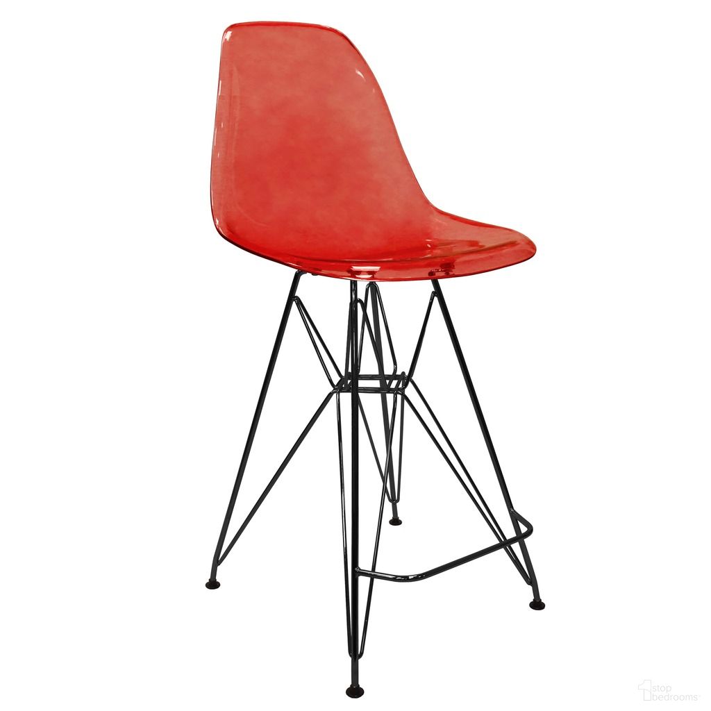 The appearance of Cresco Modern Acrylic Bar Stool In Black Base with Trans Red Seat designed by LeisureMod in the modern / contemporary interior design. This transparent red piece of furniture was selected by 1StopBedrooms from Cresco Collection to add a touch of cosiness and style into your home. Sku: CRBL-30TR. Material: Acrylic.
