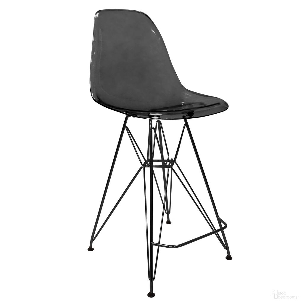 Cresco Modern Acrylic Bar Stool In Black Base with Trans Black Seat