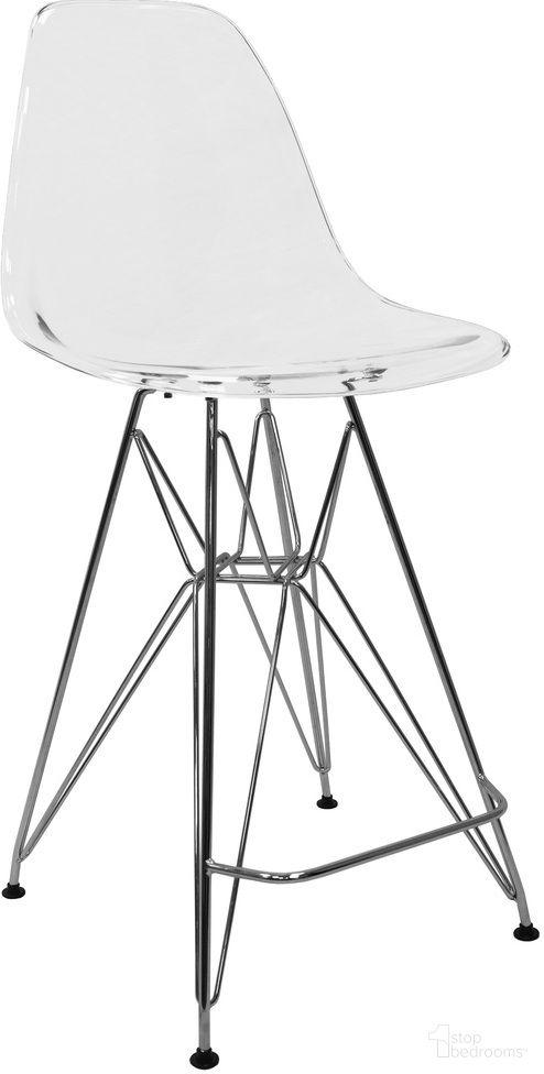 The appearance of Cresco Acrylic Barstool In Clear designed by LeisureMod in the modern / contemporary interior design. This clear piece of furniture  was selected by 1StopBedrooms from Cresco Collection to add a touch of cosiness and style into your home. Sku: CB30CL. Material: Acrylic.