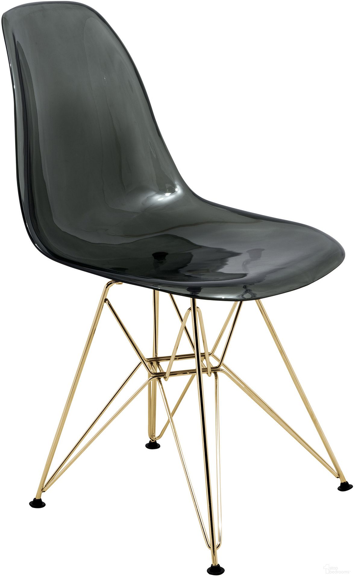 The appearance of Cresco Molded Eiffel Side Chair In Transparent Black designed by LeisureMod in the modern / contemporary interior design. This transparent black piece of furniture was selected by 1StopBedrooms from Cresco Collection to add a touch of cosiness and style into your home. Sku: CR19TBLG. Material: Plastic. Chair Type: Side Chair.