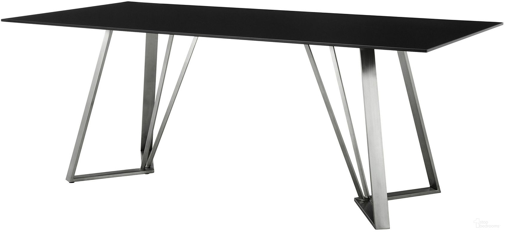 The appearance of Cressida Glass and Stainless Steel Rectangular Dining Room Table designed by Armen Living in the modern / contemporary interior design. This black piece of furniture  was selected by 1StopBedrooms from Cressida Collection to add a touch of cosiness and style into your home. Sku: LCCSDIBLTOP;LCCSDIBLBASE. Table Base Style: Double Pedestal. Material: Fabric. Table Top Shape: Rectangular. Size: 79".