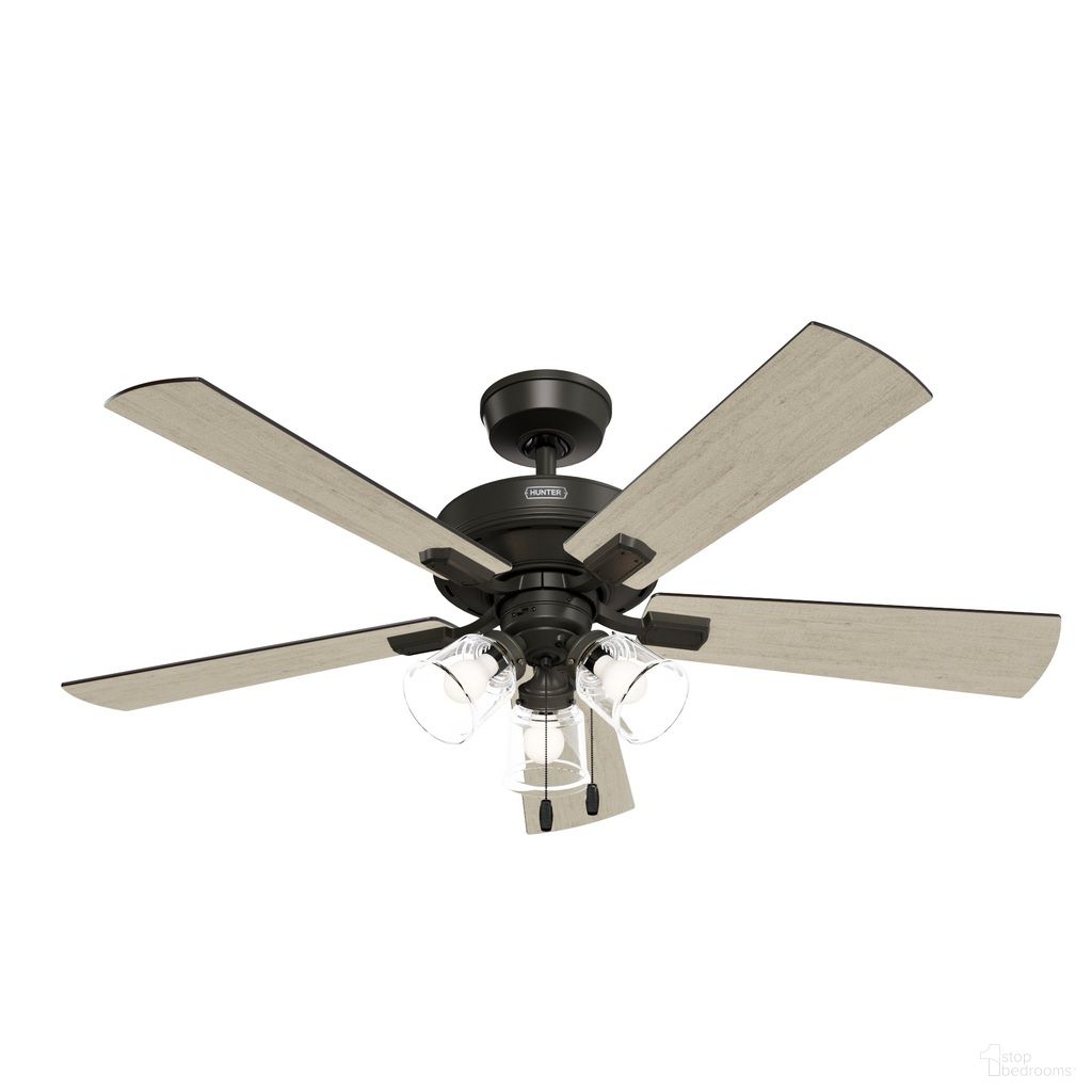 The appearance of Crestfield 52 Inch Ceiling Fan with LED Light Kit and Pull Chain In Noble Bronze and Bleached Grey Pine designed by Hunter Fan in the transitional interior design. This noble bronze/bleached grey pine piece of furniture was selected by 1StopBedrooms from Crestfield Collection to add a touch of cosiness and style into your home. Sku: 52536. Material: Composite.
