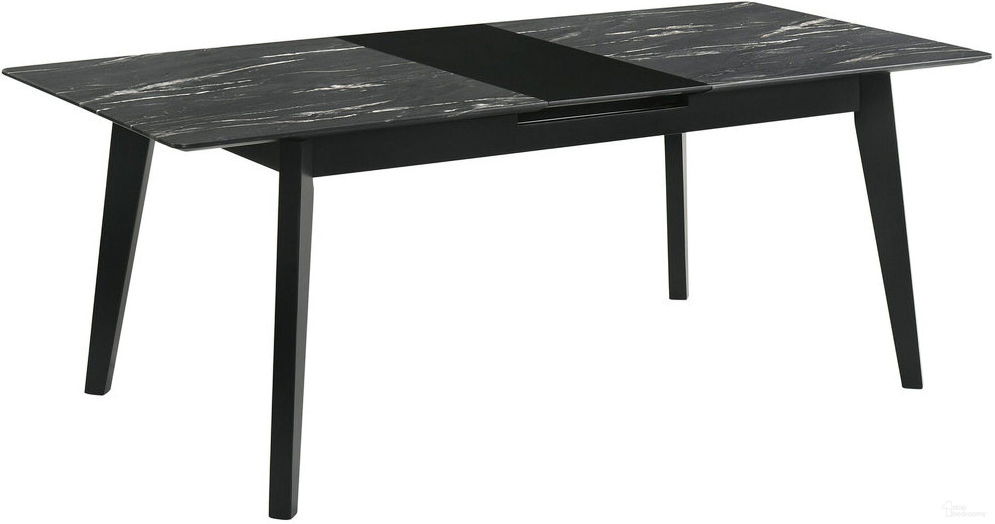 Crestmont Rectangular Dining Table with Faux Marble Top and 16 Inch Self-Storing Extension Leaf Grey