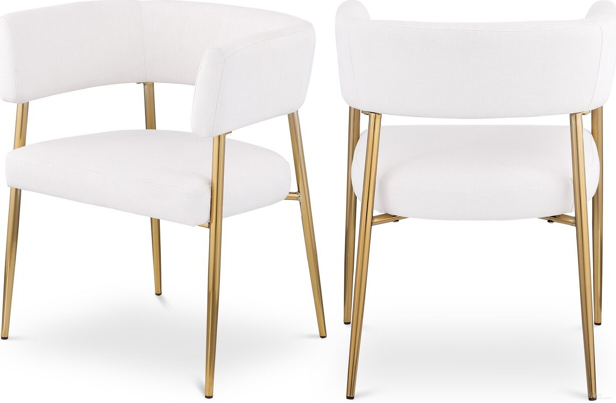 Creston Durable Linen Textured Fabric Dining Chair In Cream