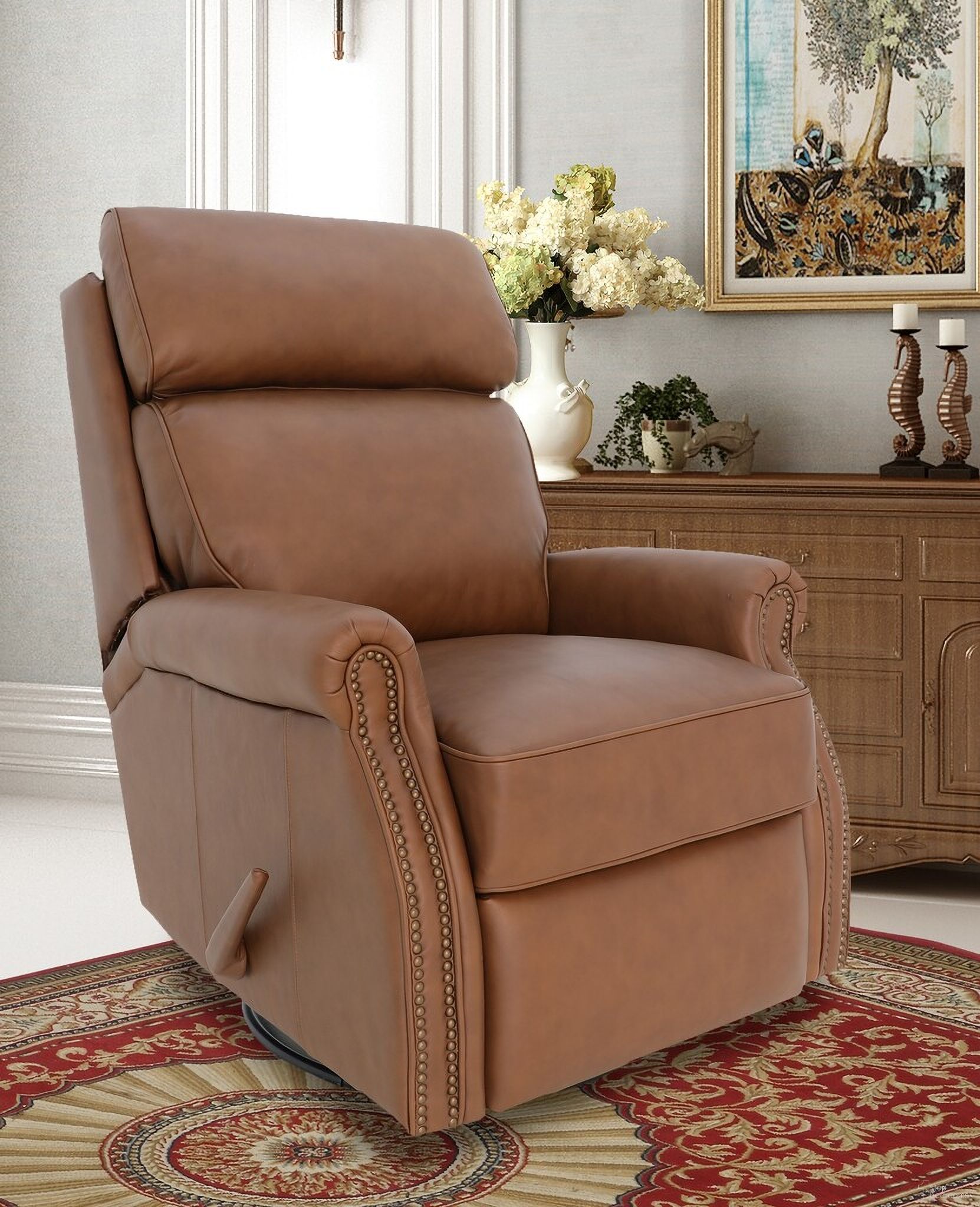 Crews Swivel Glider Recliner In Saddle