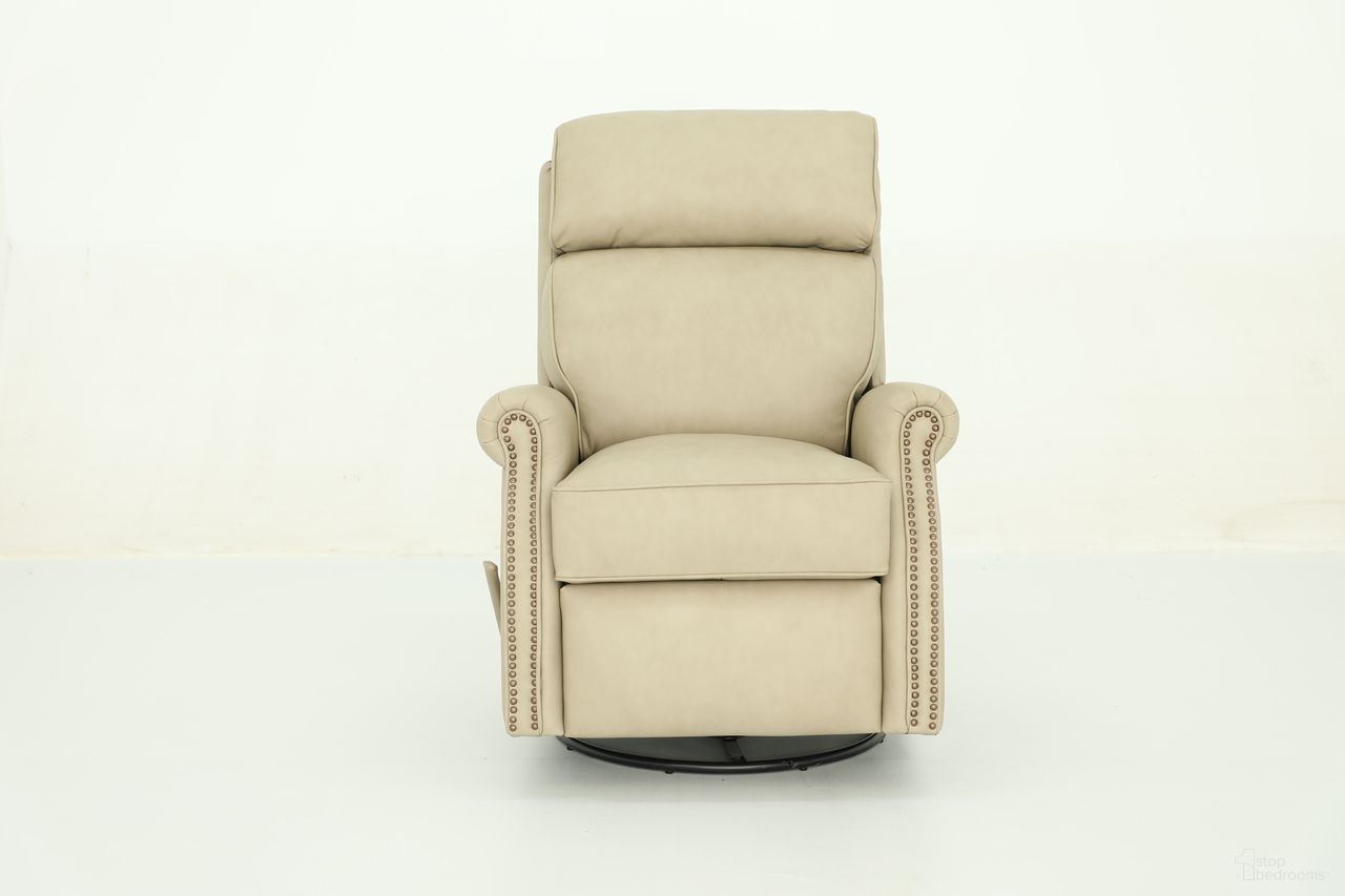 The appearance of Crews Swivel Glider Recliner In Stone designed by BarcaLounger in the transitional interior design. This stone piece of furniture was selected by 1StopBedrooms from Crews Collection to add a touch of cosiness and style into your home. Sku: 84001530981. Material: Leather.