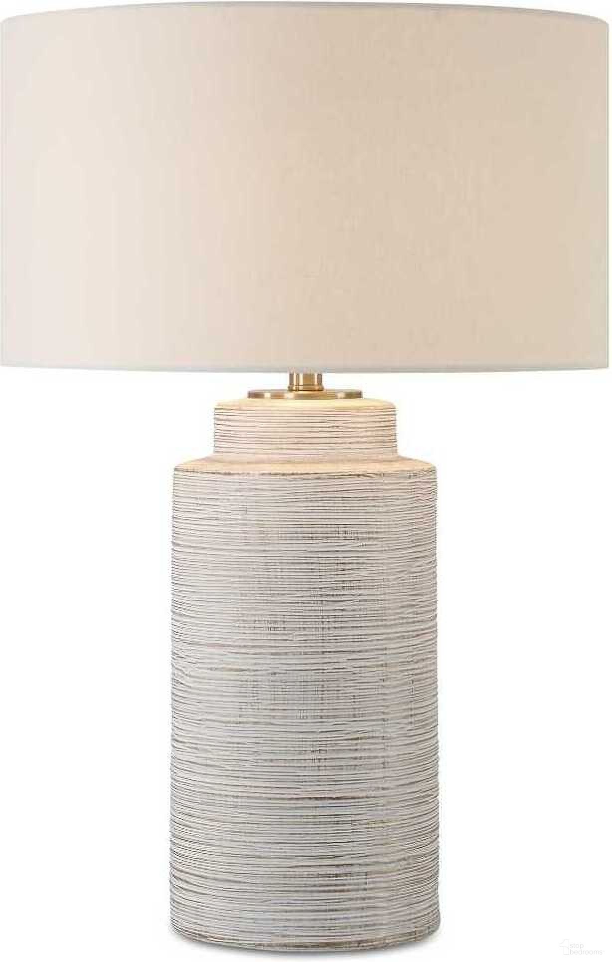 Crimp Ribbed Table Lamp In White