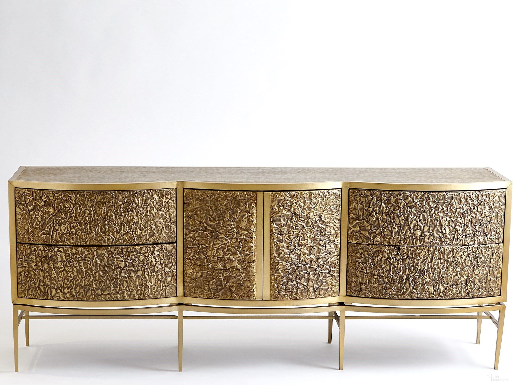 Crinkle Long Cabinet In Brass And Bronze