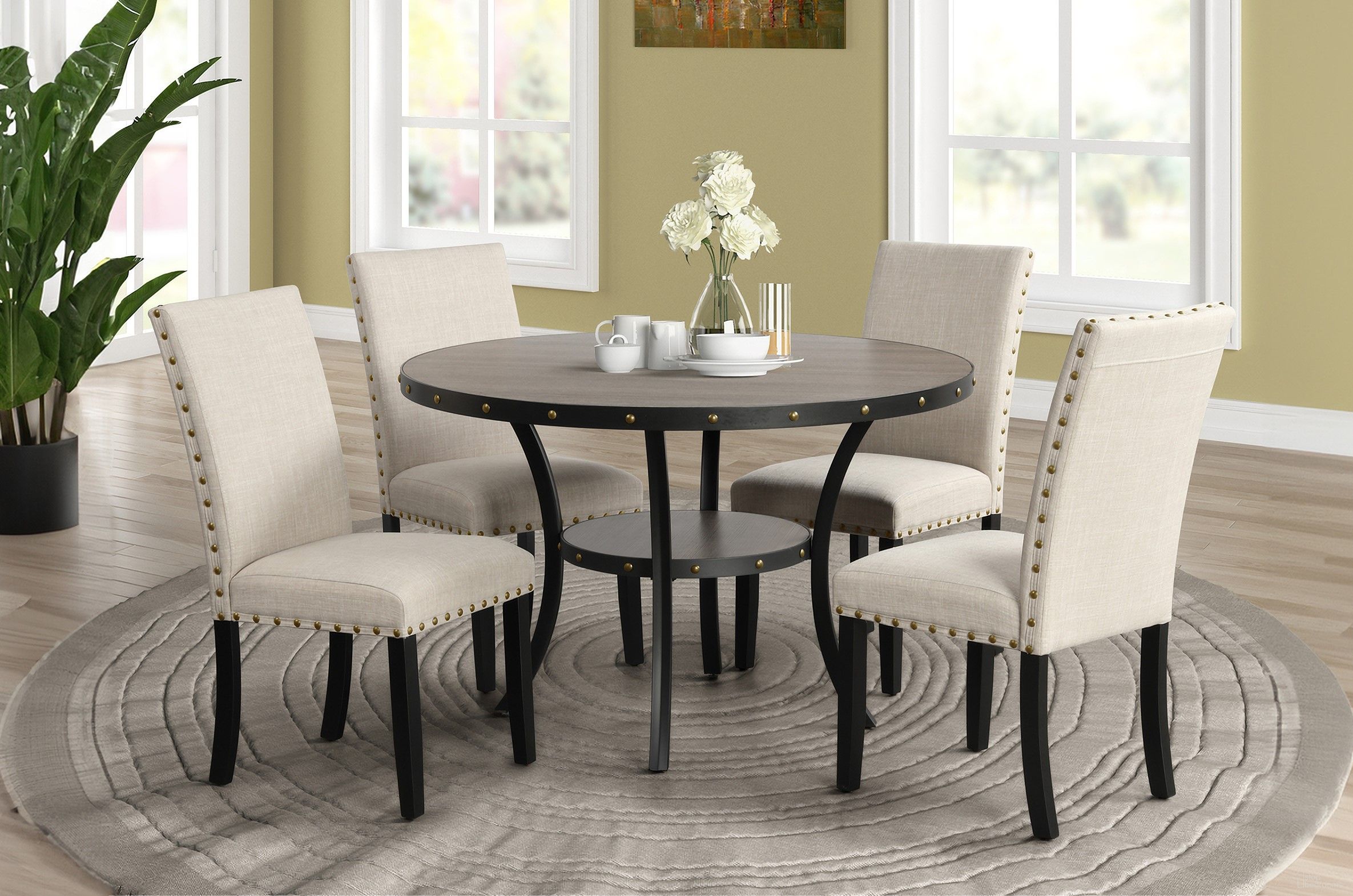 Crispin 48 Inch Round Dining Room Set In Gray