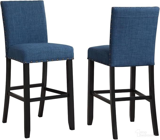 The appearance of Crispin Blue Bar Chair Set of 2 designed by New Classic in the transitional interior design. This blue piece of furniture was selected by 1StopBedrooms from Crispin Collection to add a touch of cosiness and style into your home. Sku: D162-BS-MAR. Material: Wood.