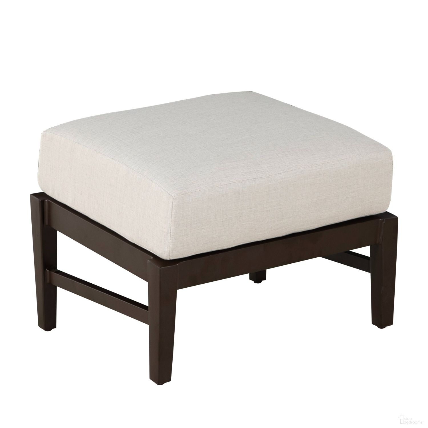 The appearance of Croquet Aluminum Ottoman In Bali Pearl designed by Summer Classics in the transitional interior design. This bali pearl piece of furniture  was selected by 1StopBedrooms from Croquet Aluminum Collection to add a touch of cosiness and style into your home. Sku: 334017+C315H4219N. Material: Aluminum.