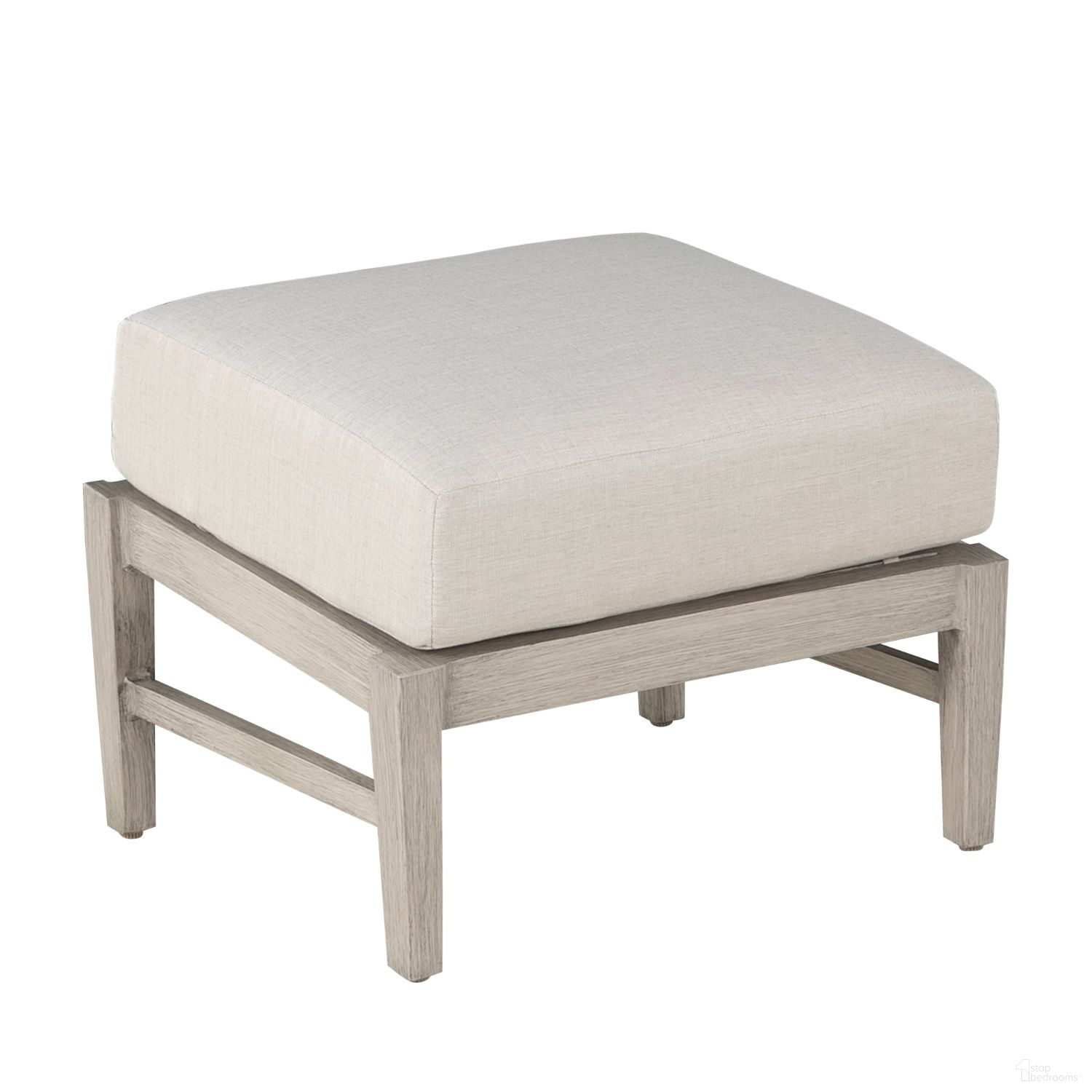 The appearance of Croquet Aluminum Ottoman In Bali Pearl designed by Summer Classics in the transitional interior design. This bali pearl piece of furniture  was selected by 1StopBedrooms from Croquet Aluminum Collection to add a touch of cosiness and style into your home. Sku: 334024+C315H4219N. Material: Aluminum.