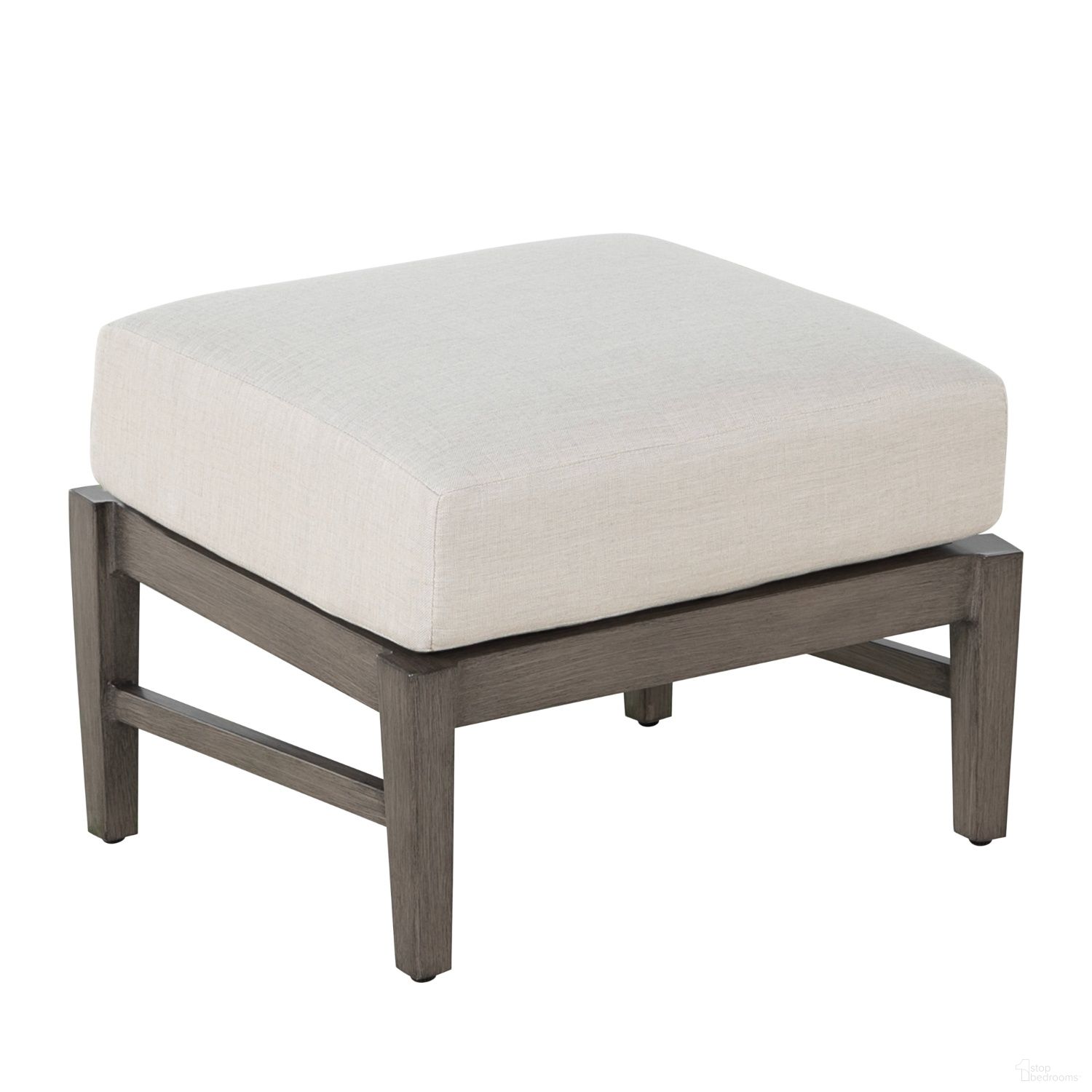 The appearance of Croquet Aluminum Ottoman In Bali Pearl designed by Summer Classics in the transitional interior design. This bali pearl piece of furniture  was selected by 1StopBedrooms from Croquet Aluminum Collection to add a touch of cosiness and style into your home. Sku: 334031+C315H4219N. Material: Aluminum.