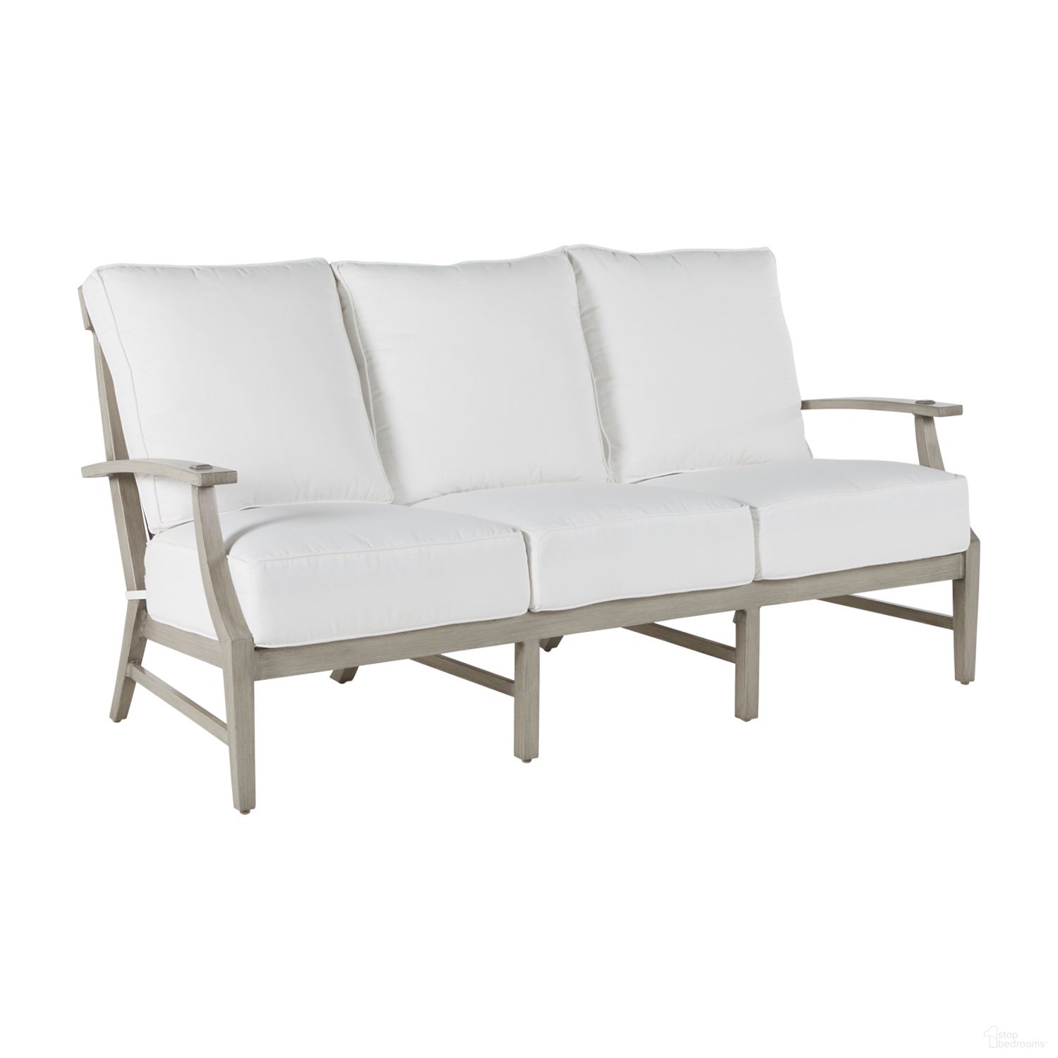 The appearance of Croquet Aluminum Sofa In Bali Pearl designed by Summer Classics in the transitional interior design. This bali pearl piece of furniture  was selected by 1StopBedrooms from Croquet Aluminum Collection to add a touch of cosiness and style into your home. Sku: 333524+C313P4219N. Material: Aluminum.