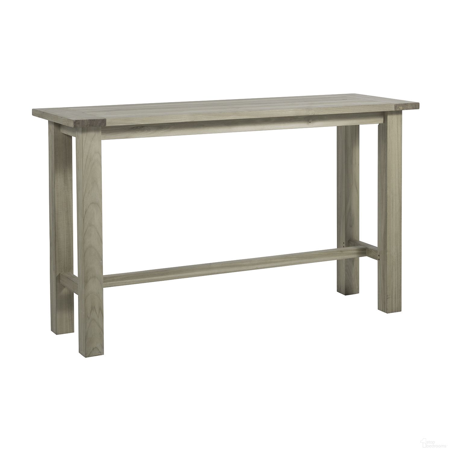 The appearance of Croquet Teak Bar Table In Oyster Teak designed by Summer Classics in the transitional interior design. This oyster teak piece of furniture  was selected by 1StopBedrooms from Croquet Teak Collection to add a touch of cosiness and style into your home. Sku: 283427. Material: Teak.