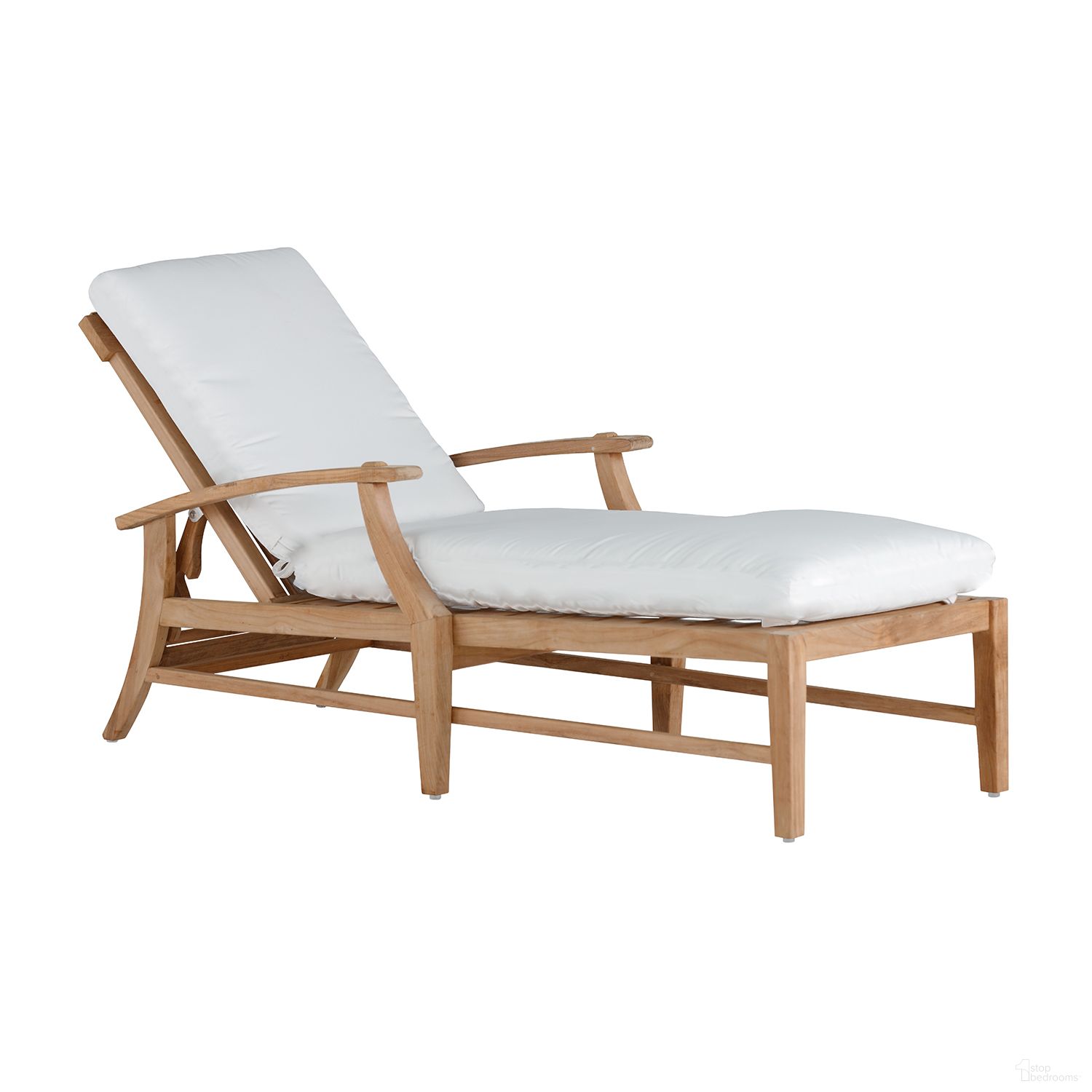 The appearance of Croquet Teak Chaise Without Wheel In Linen Dove designed by Summer Classics in the transitional interior design. This linen dove piece of furniture was selected by 1StopBedrooms from Croquet Teak Collection to add a touch of cosiness and style into your home. Sku: 28234+C0476101N. Material: Teak.