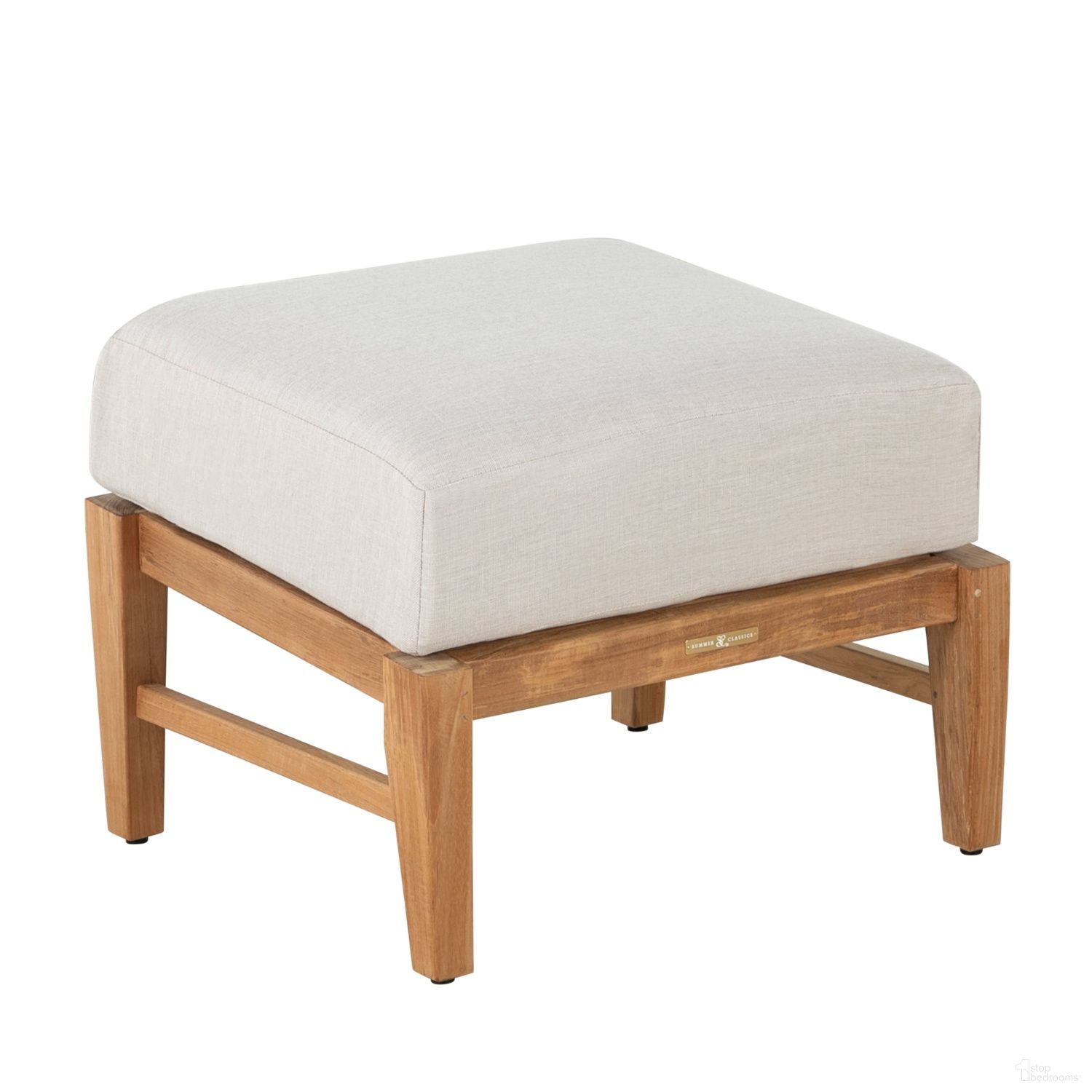 The appearance of Croquet Teak Ottoman In Bali Pearl designed by Summer Classics in the transitional interior design. This bali pearl piece of furniture was selected by 1StopBedrooms from Croquet Teak Collection to add a touch of cosiness and style into your home. Sku: 28404+C035H4219N. Material: Teak.
