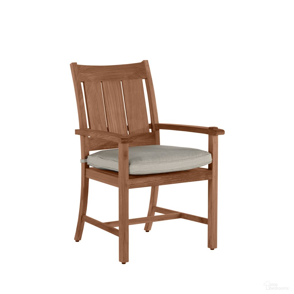 The appearance of Croquet Teak Outdoor Arm Chair In Linen Dove designed by Summer Classics in the traditional interior design. This linen dove piece of furniture was selected by 1StopBedrooms from Croquet Teak Collection to add a touch of cosiness and style into your home. Sku: 28304+C030H6101W6101. Material: Teak.