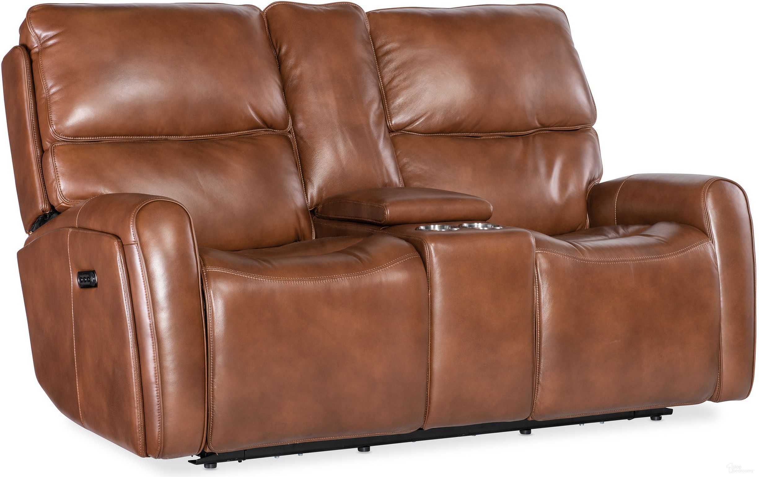The appearance of Crosby Zero Gravity Power Console Loveseat with Power Headrest and Lumbar In Brown designed by Hooker in the transitional interior design. This brown piece of furniture was selected by 1StopBedrooms from MS Collection to add a touch of cosiness and style into your home. Sku: SS741-PHZL2C-080. Material: Leather.