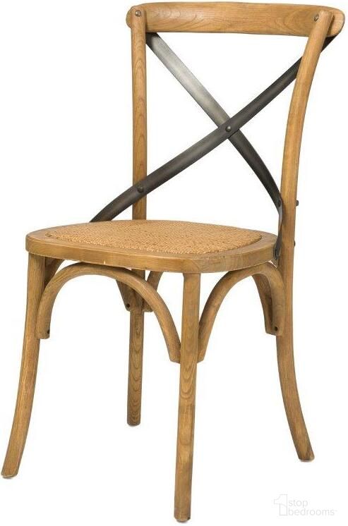 The appearance of Bistro Cross Back Chair Set of 2 With Rattan Seat In Natural Rustic designed by LH Imports in the transitional interior design. This natural rust piece of furniture  was selected by 1StopBedrooms from Bistro Collection to add a touch of cosiness and style into your home. Sku: SDC21-NR. Material: Iron. Chair Type: Side Chair.