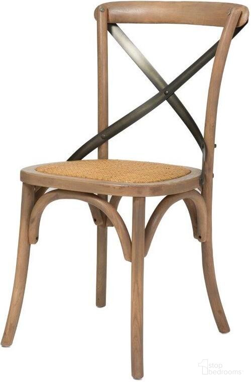 The appearance of Bistro Cross Back Chair Set of 2 With Rattan Seat In Sundried designed by LH Imports in the transitional interior design. This light brown piece of furniture  was selected by 1StopBedrooms from Bistro Collection to add a touch of cosiness and style into your home. Sku: SDC21-O. Material: Iron. Chair Type: Side Chair.